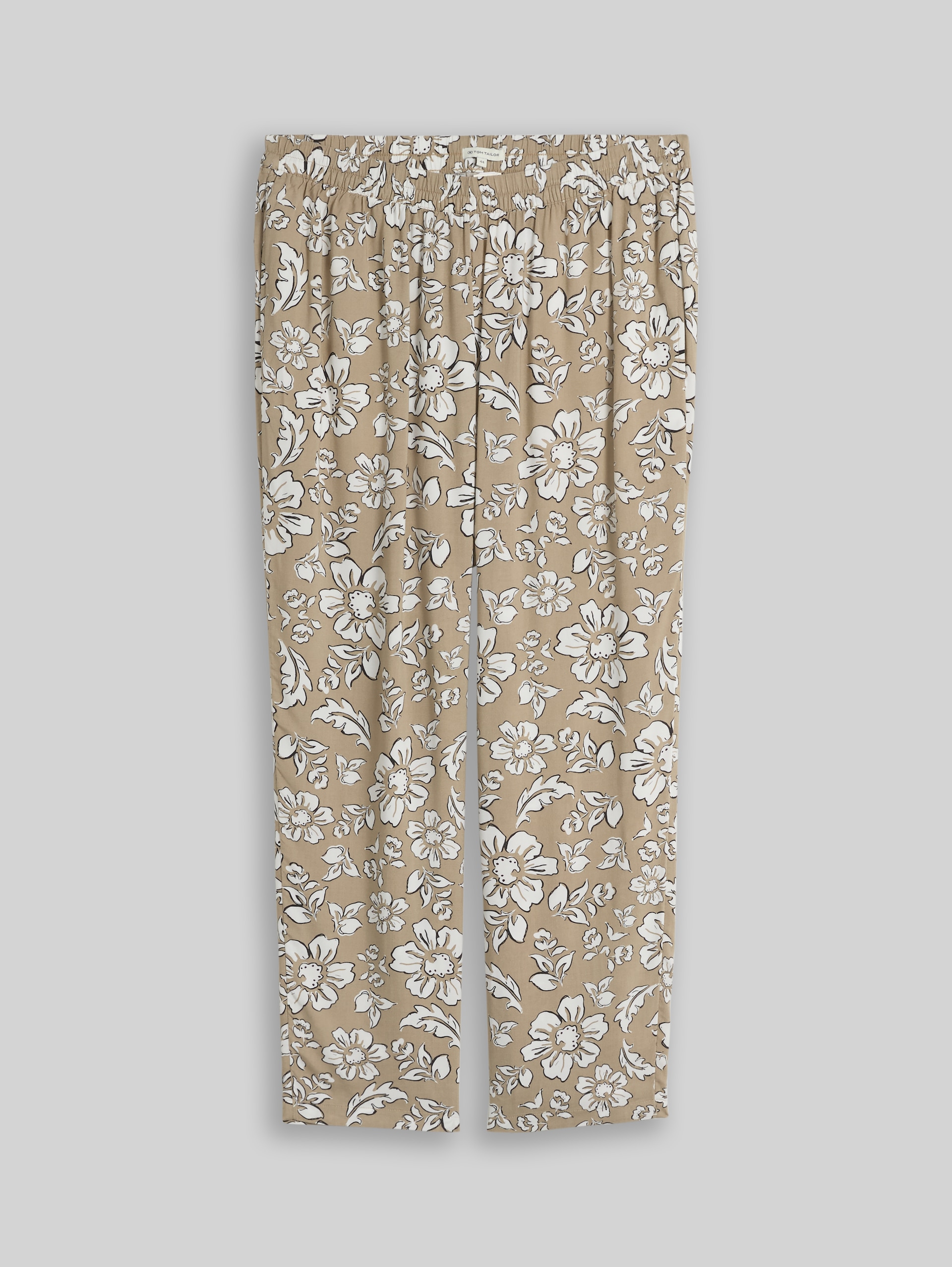 Plus Size - Pantalon ample en viscose - olive big flower design - Vue de face du produit