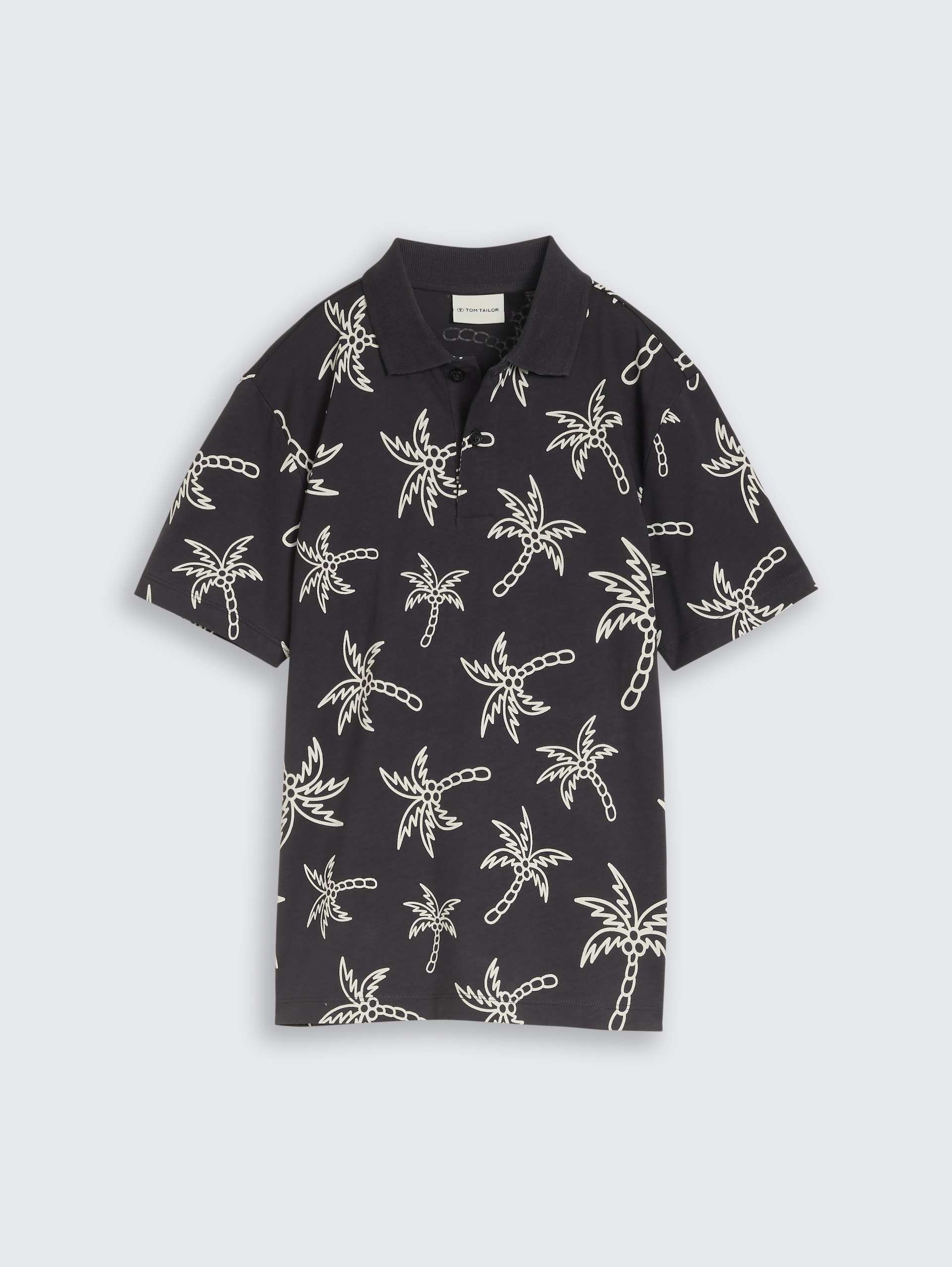 Poloshirt mit Muster - grey white sketched palm trees