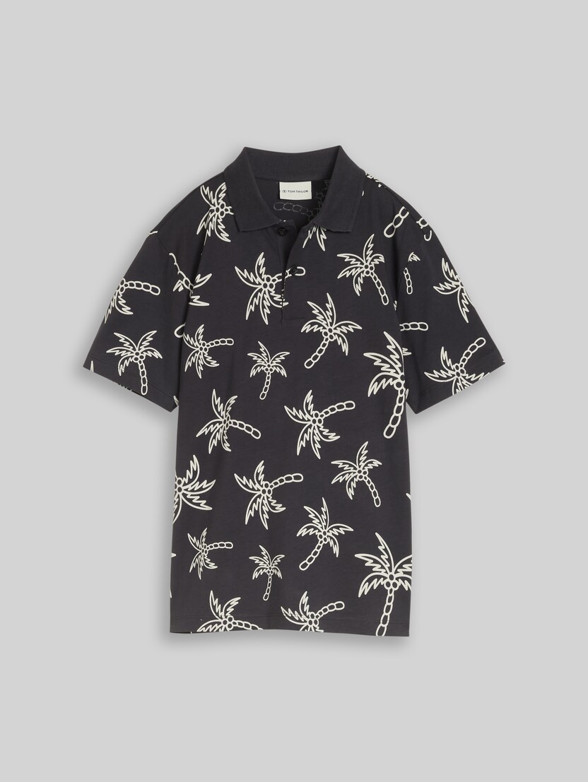 Poloshirt mit Palmen von Teen Boys, grey white sketched palm trees