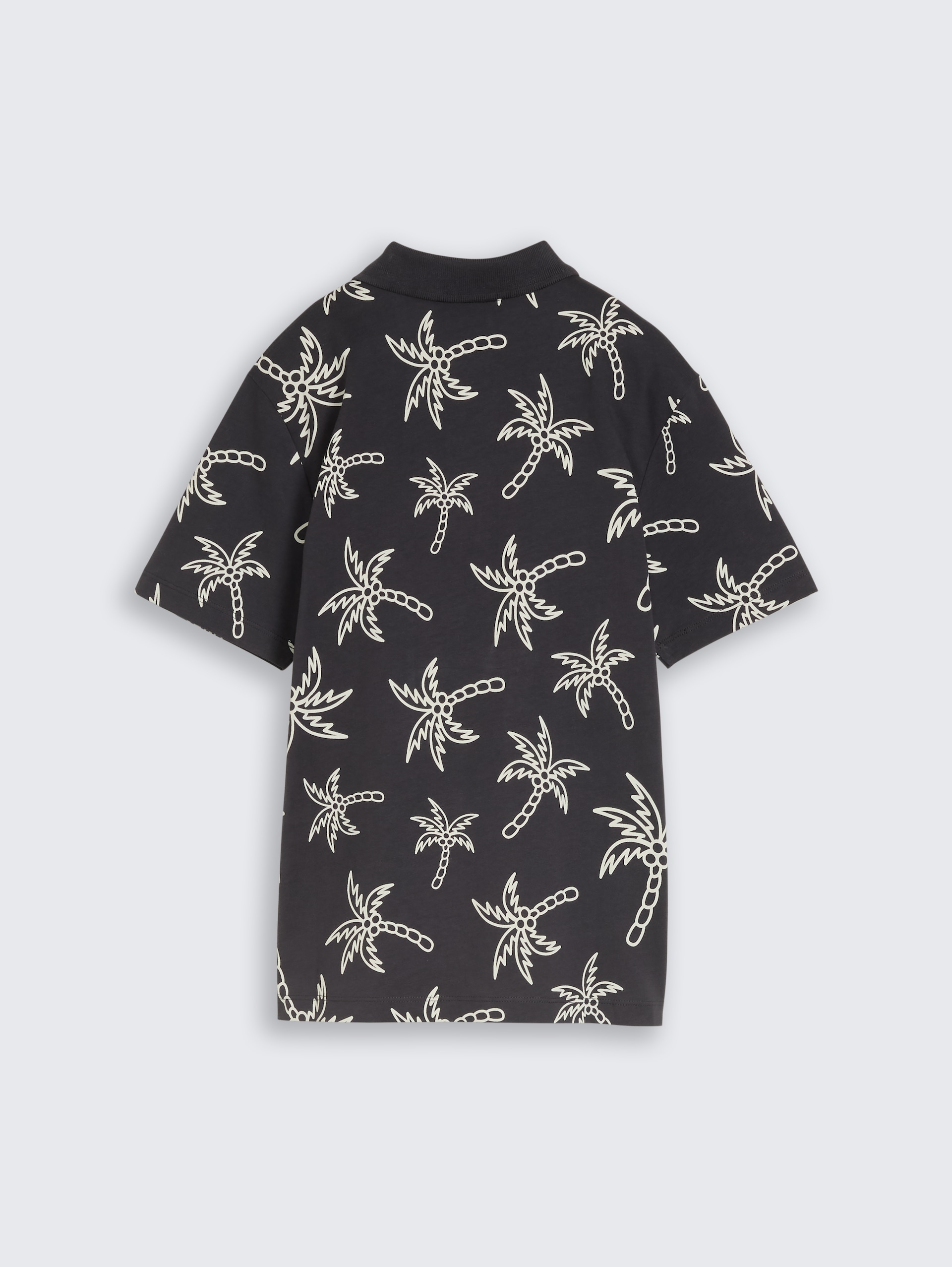 Poloshirt mit Muster - grey white sketched palm trees