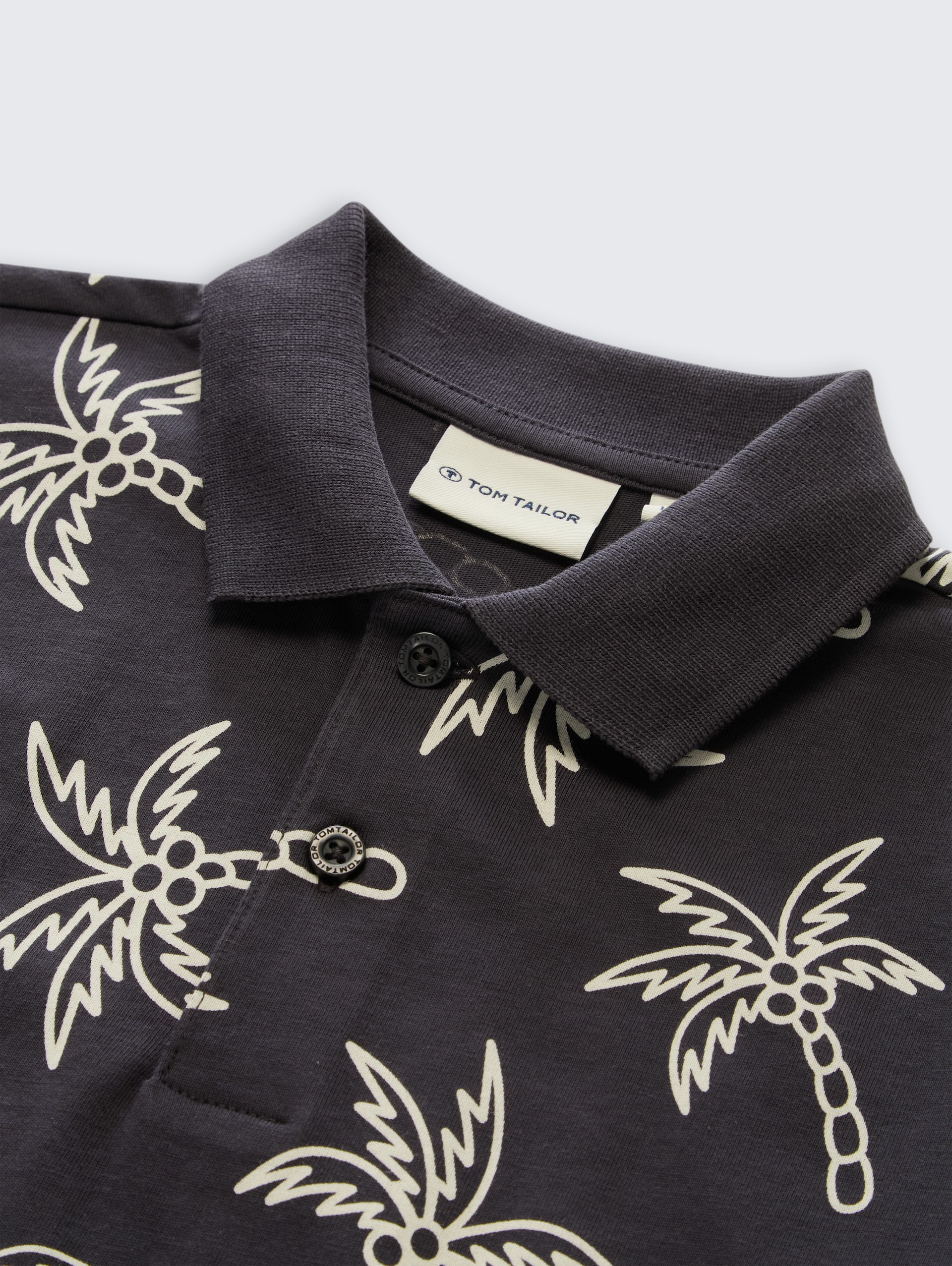 Poloshirt mit Muster - grey white sketched palm trees