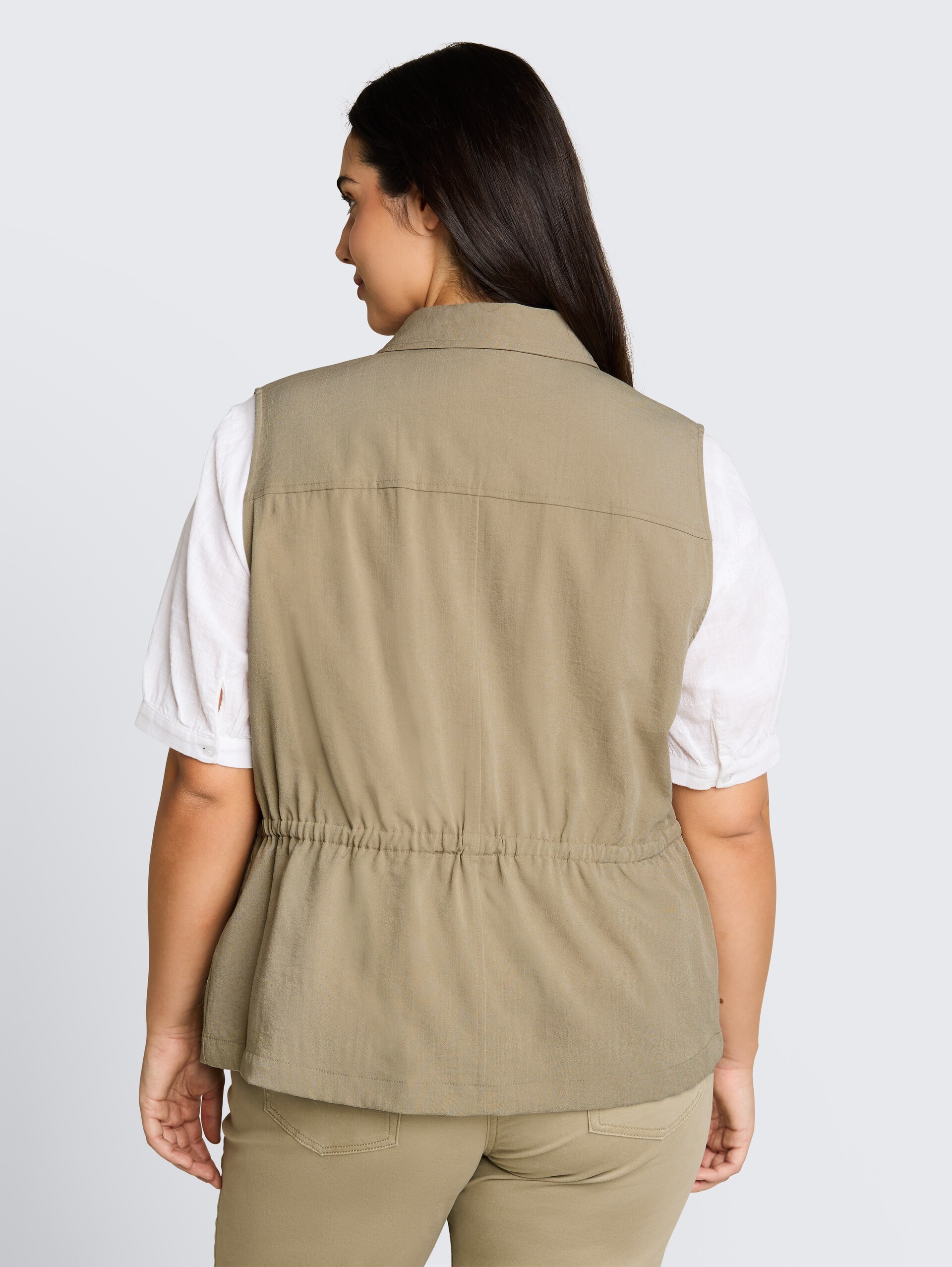 Plus Size - Regular Fit vest met borstzakken - Silver Olive