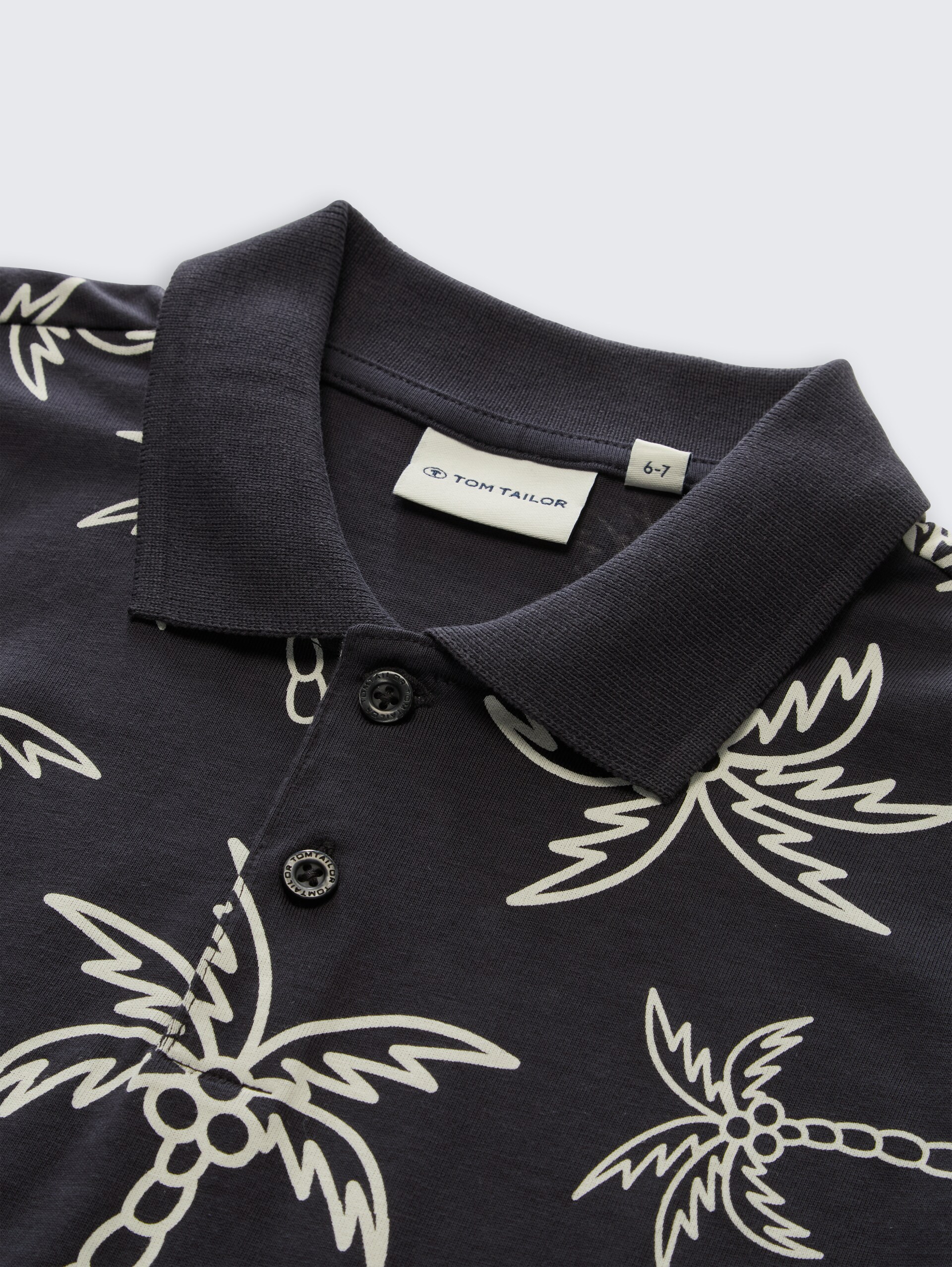 Poloshirt met patroon - grey white sketched palm trees