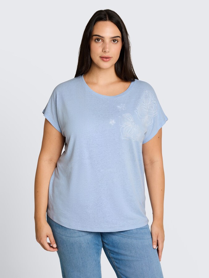 Plus Size - T-shirt met linnen door Women Plus Size, Kentucky Blue