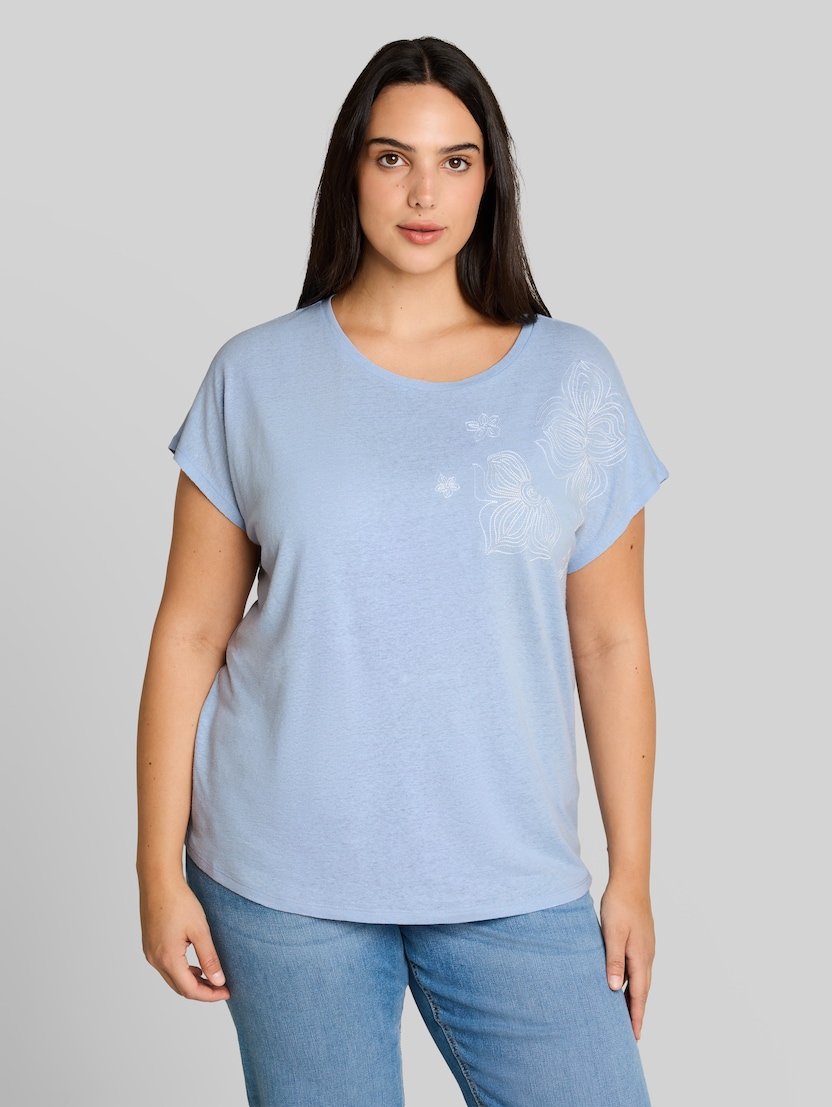 Plus Size - T-shirt met linnen door Women Plus Size, Kentucky Blue