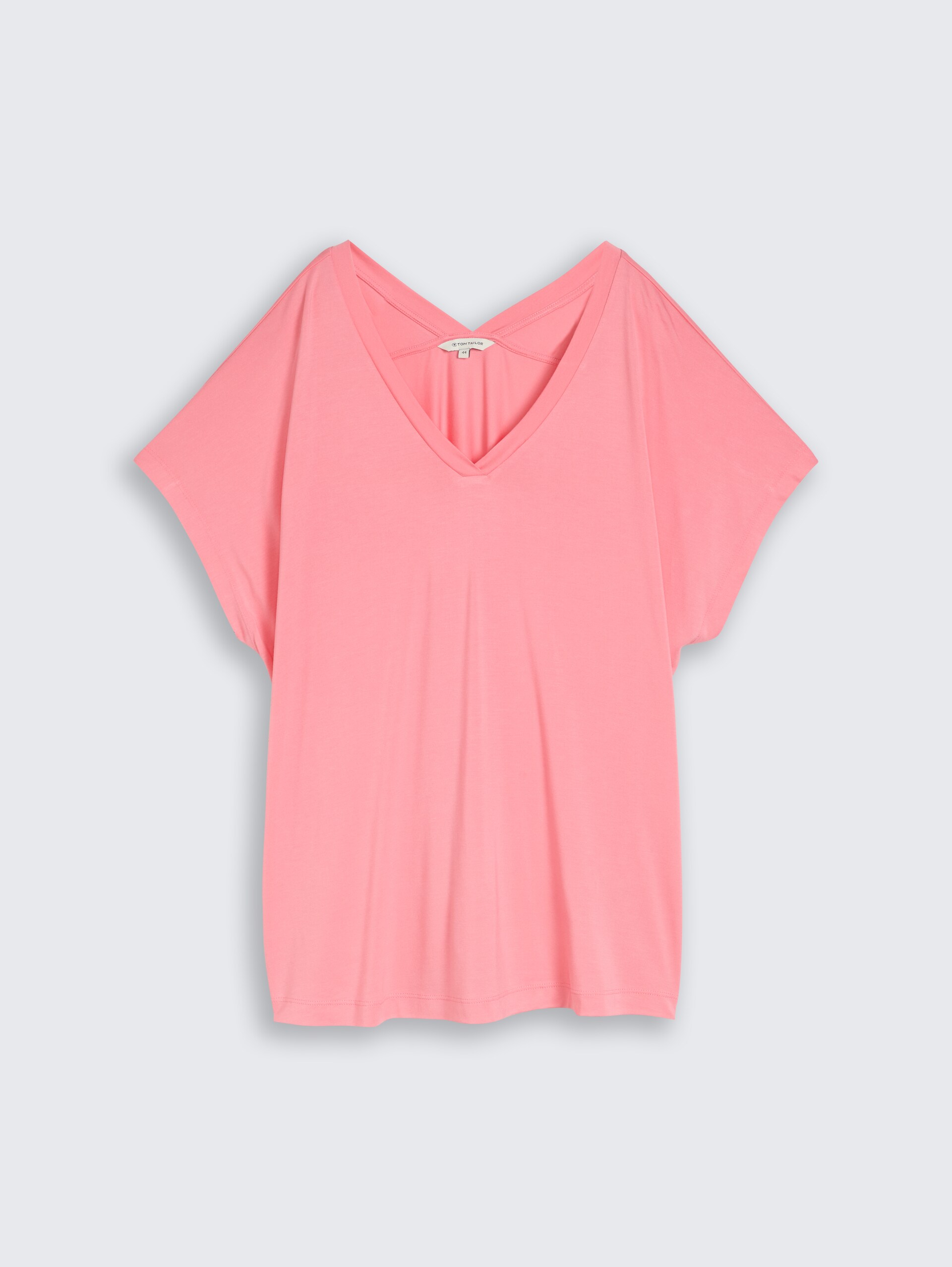 Plus Size - T-shirt à col en V - soft fuchsia pink - Vue de face du produit