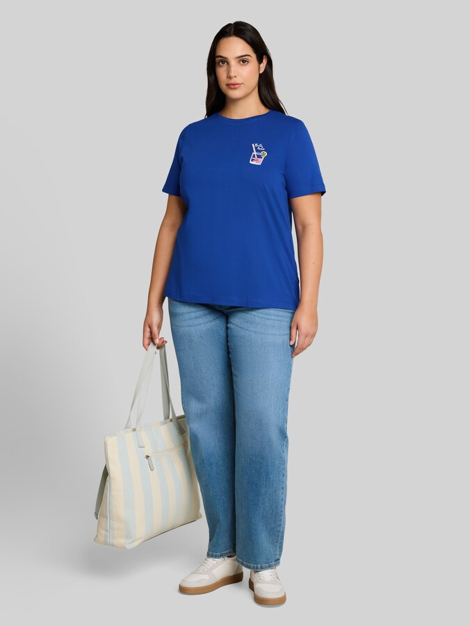 Plus Size - T-shirt met print door Women Plus Size, shiny royal blue