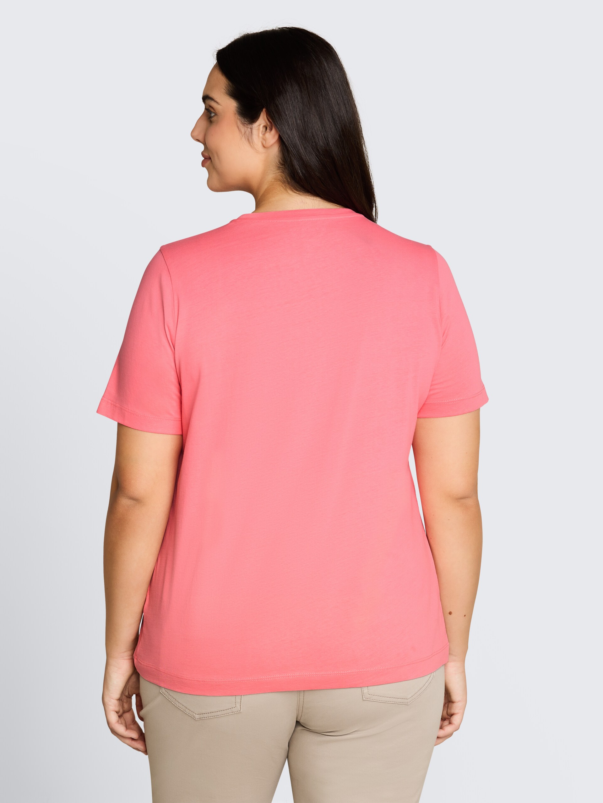 Plus Size - T-Shirt mit Print - soft fuchsia pink - Auschnitt Model-Rückansicht