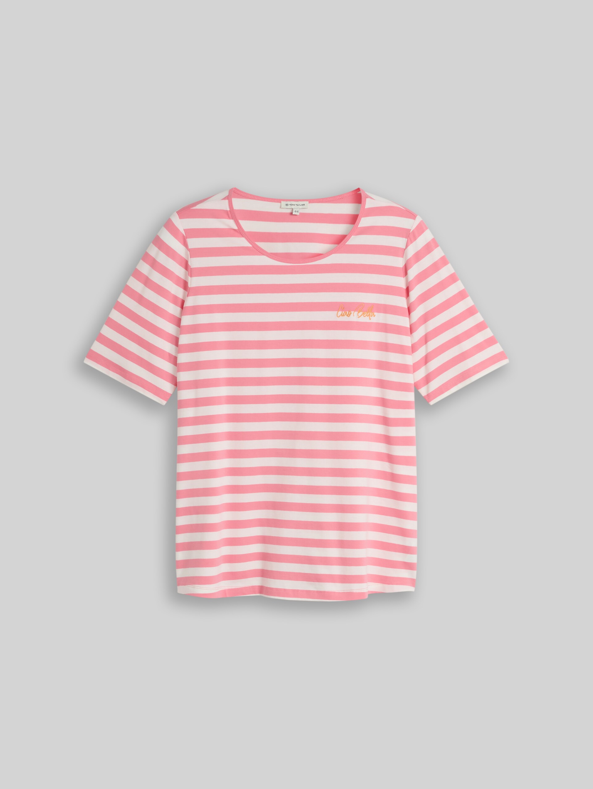 Plus Size - T-shirt brodé - pink white stripe - Vue de face du produit