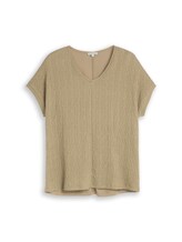 Selected, Plus Size - Loose-fit T-shirt in a mix of fabrics by Tom Tailor, green