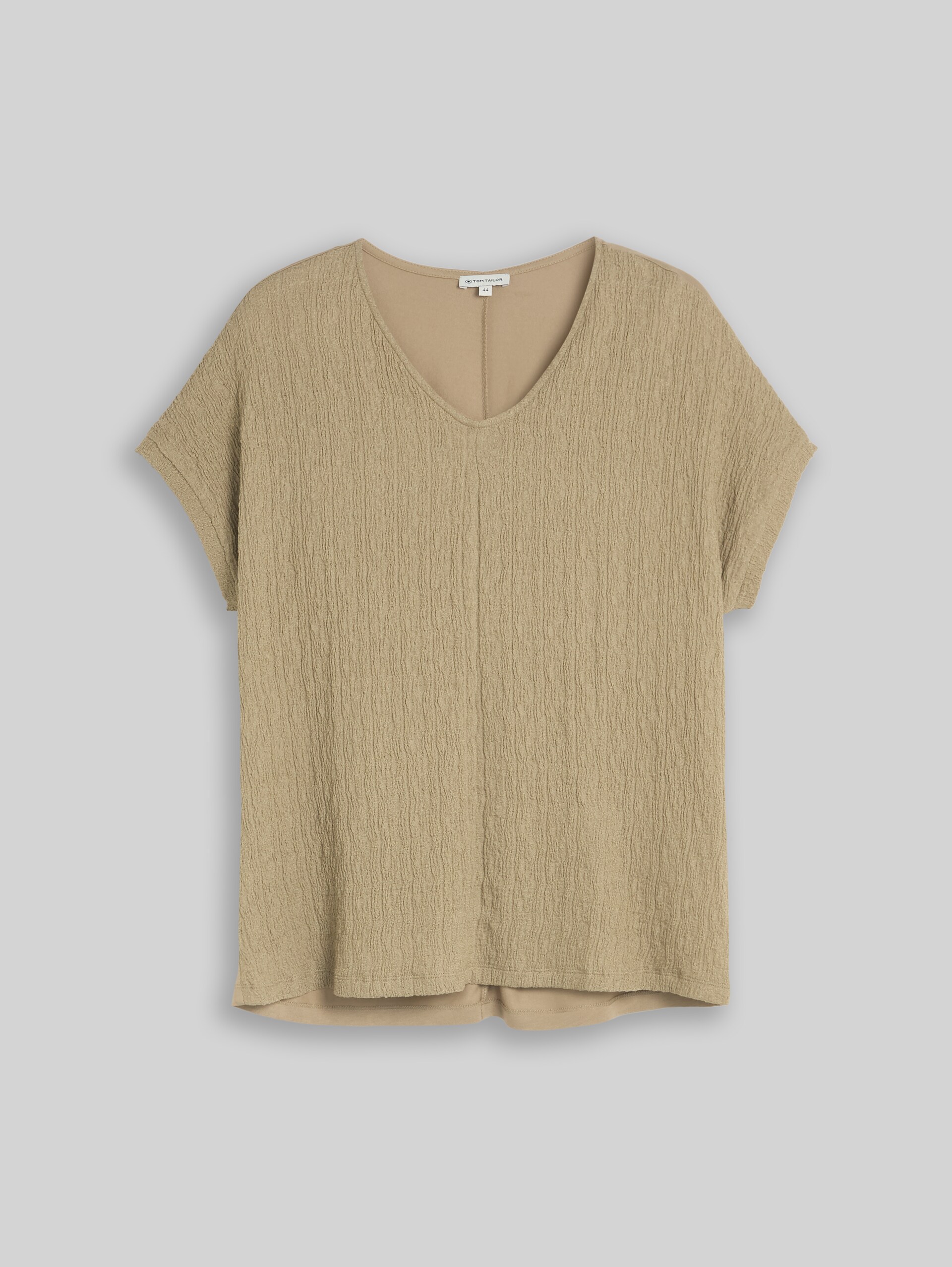 Plus Size - Loose-fit T-shirt in a mix of fabrics - Silver Olive - Front product view