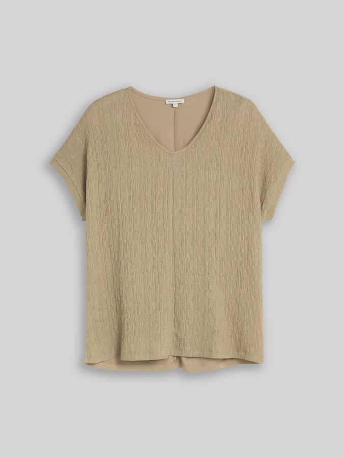 Plus Size - Loose-fit T-shirt in a mix of fabrics by Women Plus Size, Silver Olive