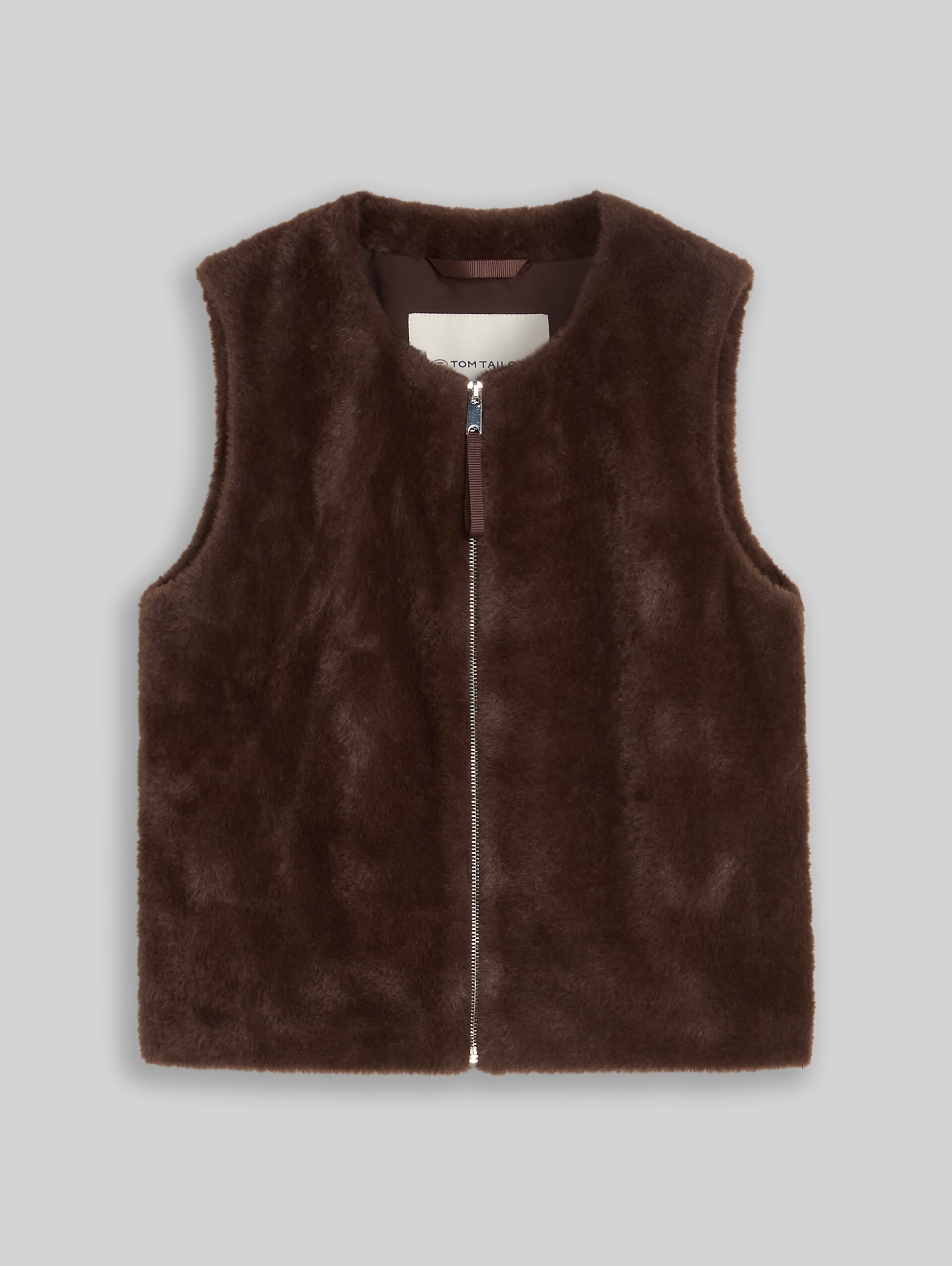 Fake-Fur Weste mit Taschen - java dark brown - Vorder-Produkt-Ansicht