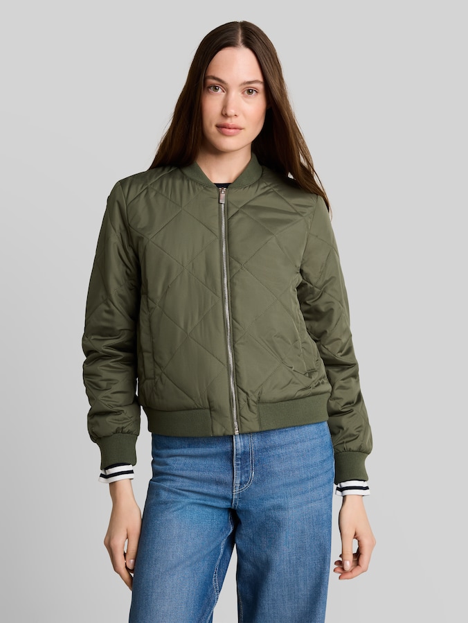 Steppjacke mit Bomberkragen von Denim Female, urban olive green
