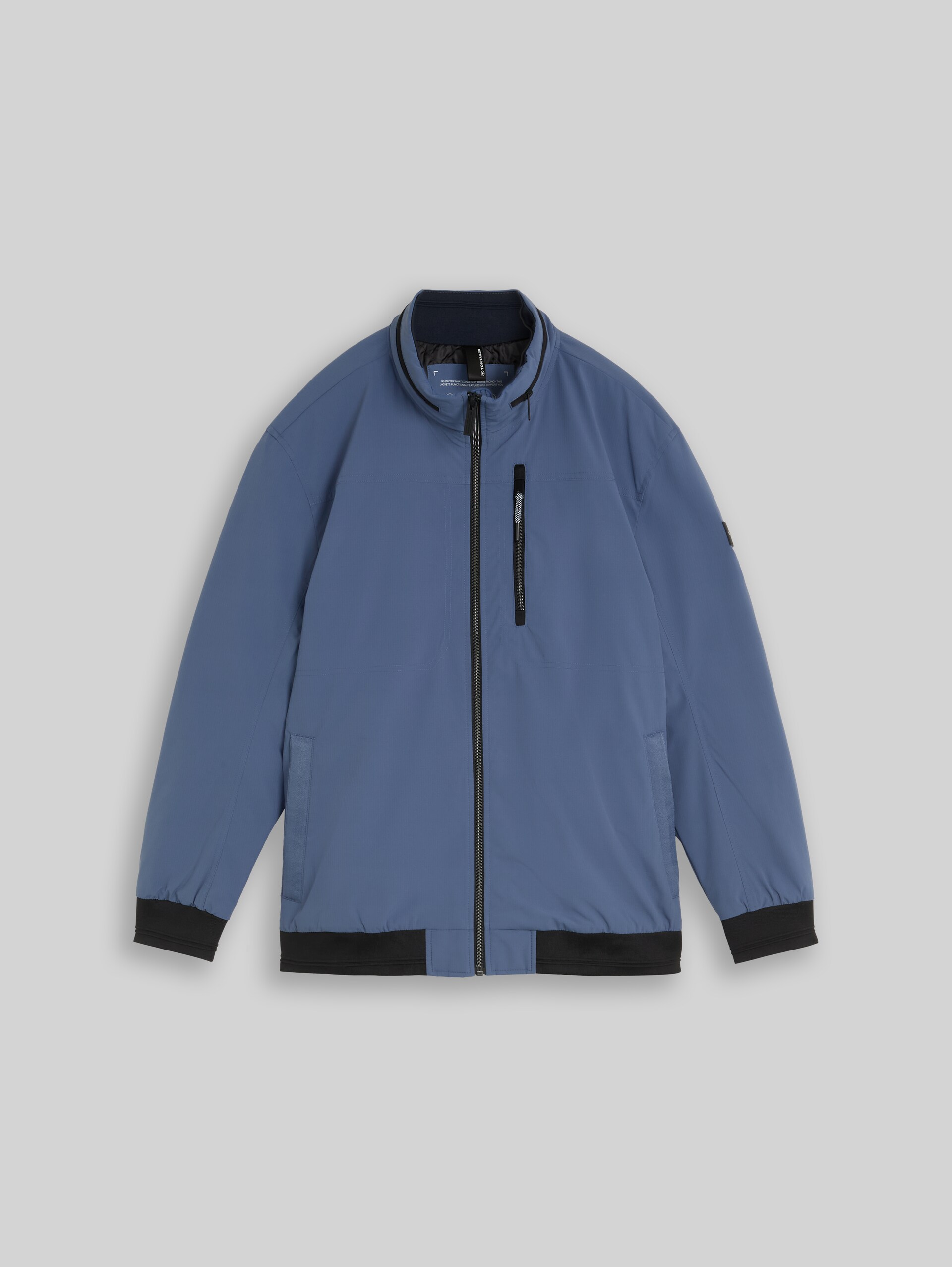 Plus Size - Blouson Jacke mit verstaubarer Kapuze - Vintage Indigo Blue - Vorder-Produkt-Ansicht
