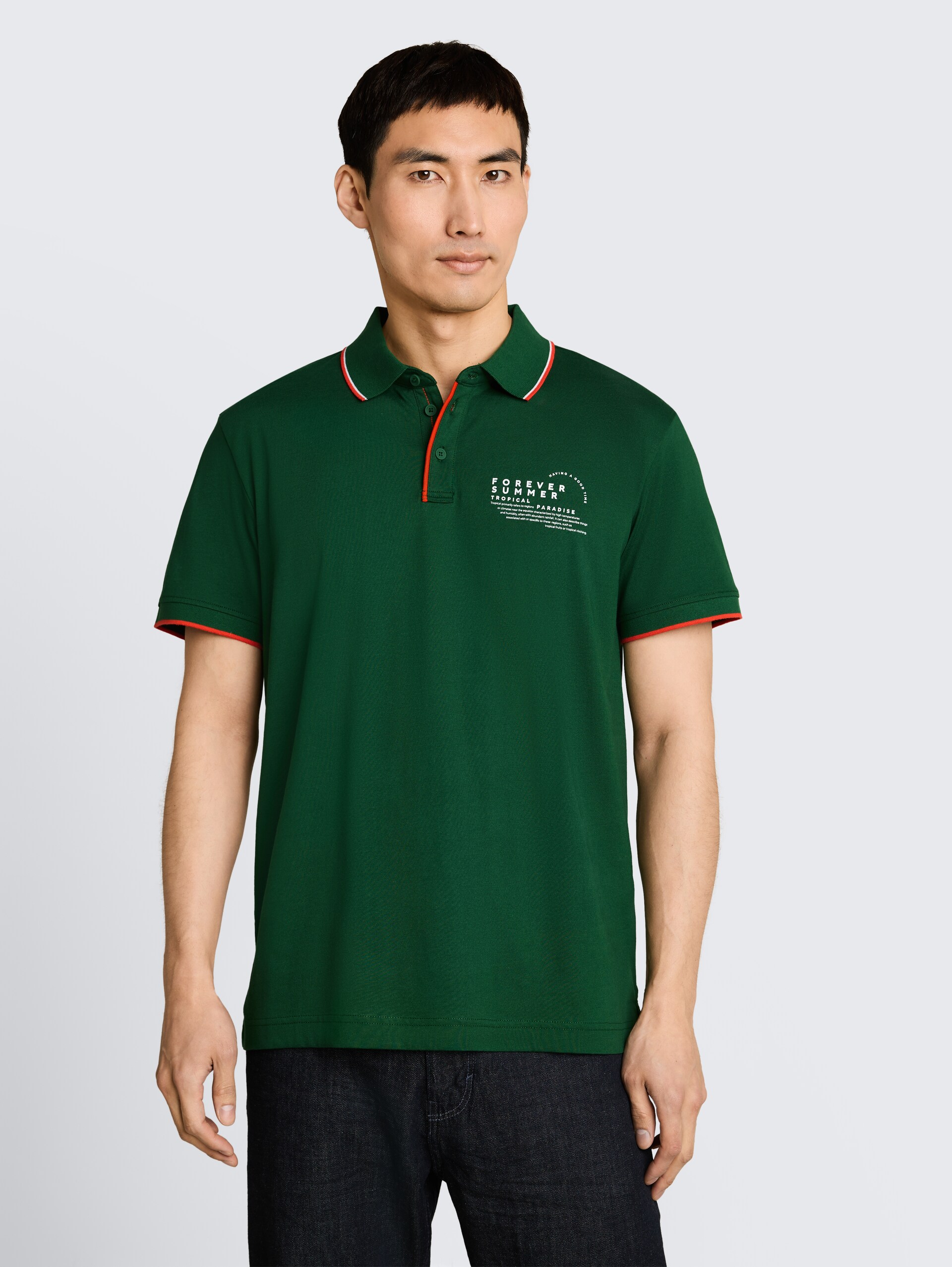 Jersey Poloshirt mit Print - Garden Green