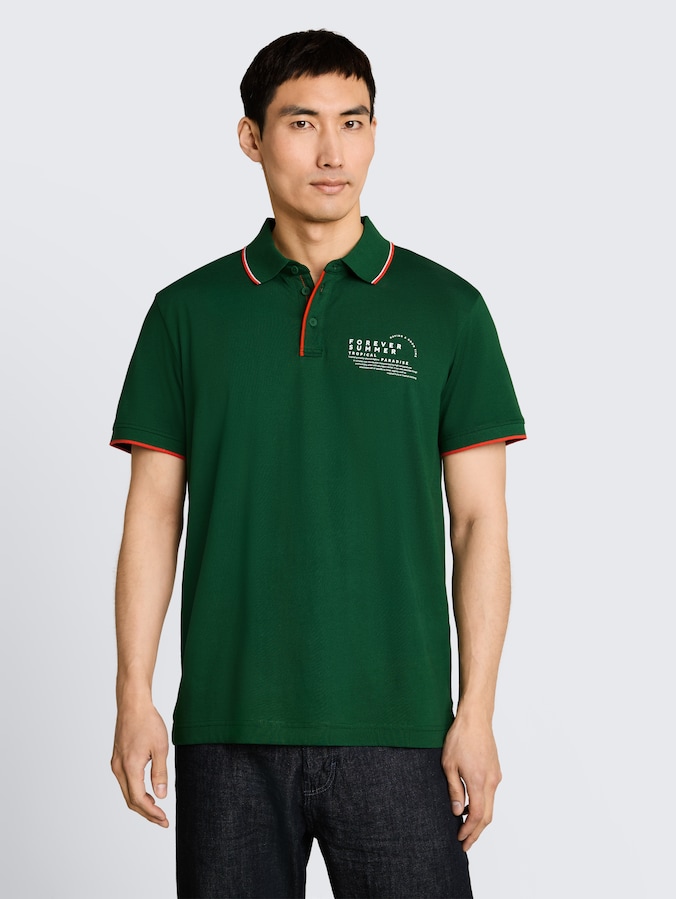 Jersey Poloshirt mit Print von Men, Garden Green