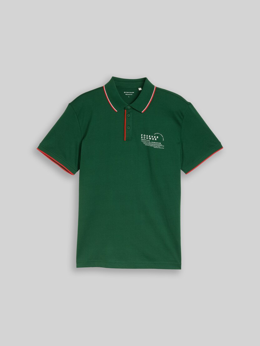 Jersey polo shirt with a print by Men, Garden Green