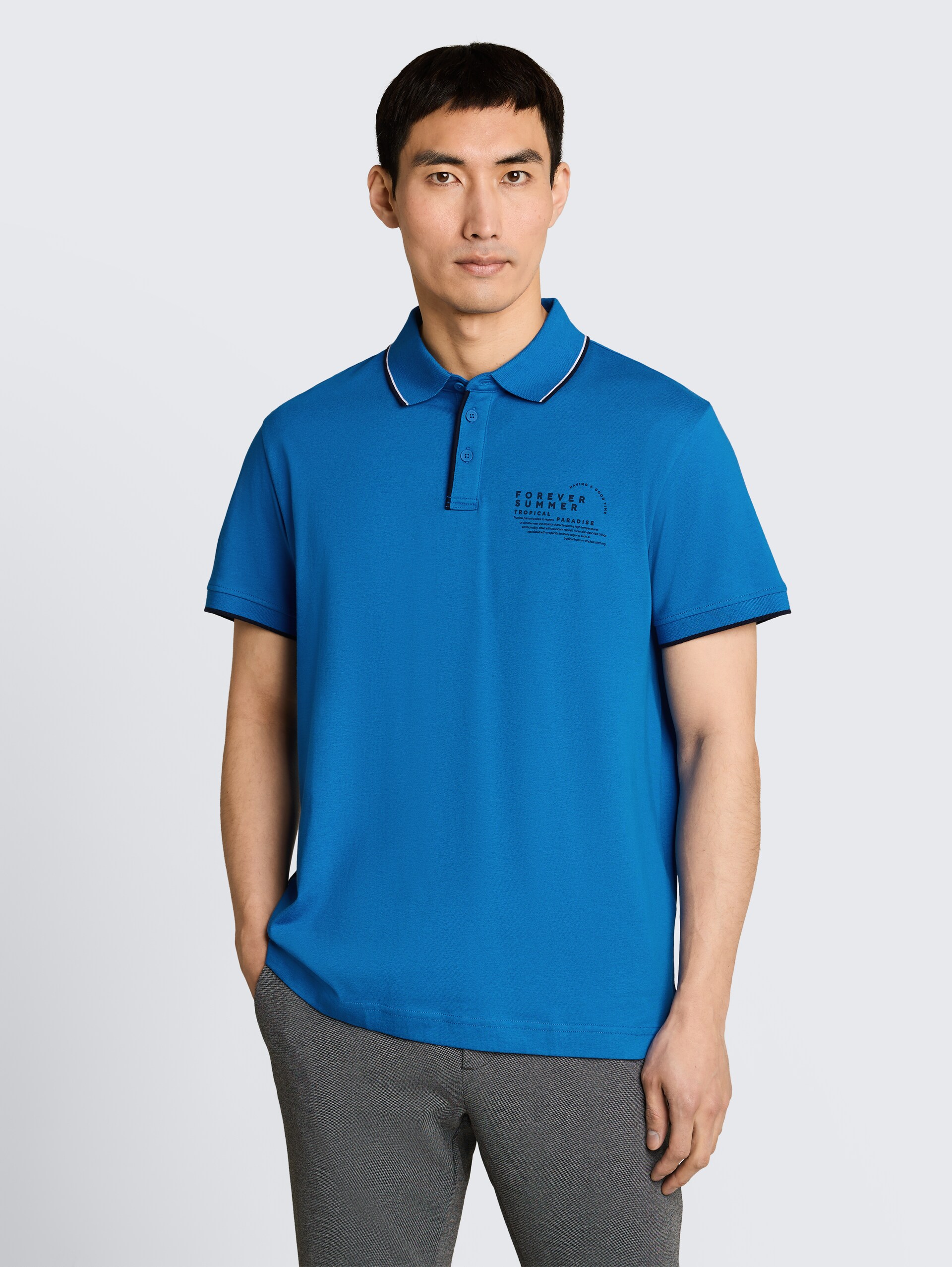 Jersey poloshirt met print - surf blue