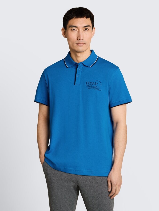 Jersey Poloshirt mit Print von Men, surf blue