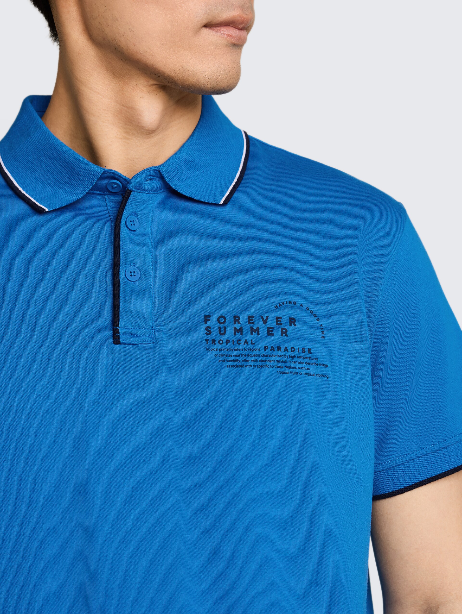 Jersey poloshirt met print - surf blue