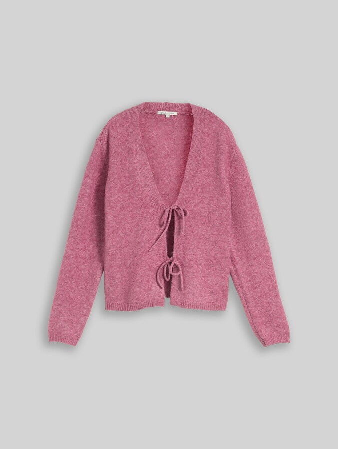 Cosy cardigan with bows by Denim Female, dusty berry melange
