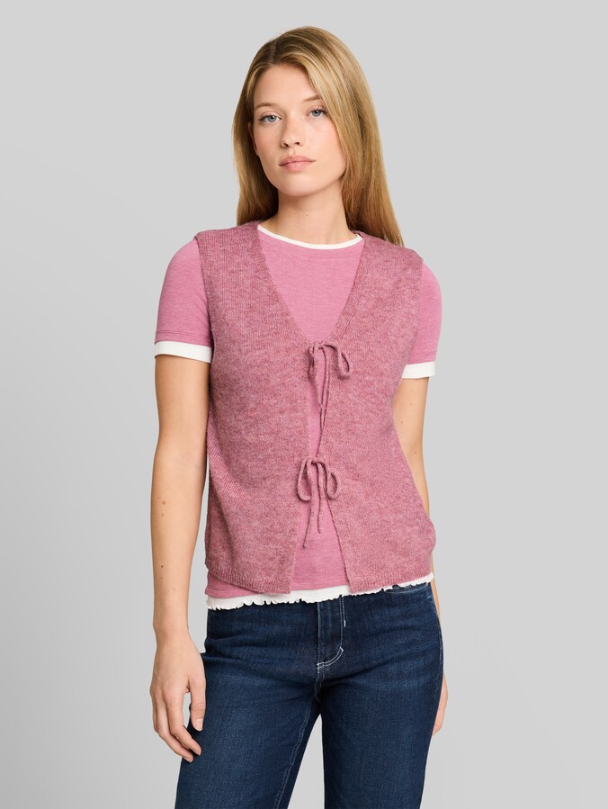 Strickweste mit Schleifen von Denim Female, dusty berry melange