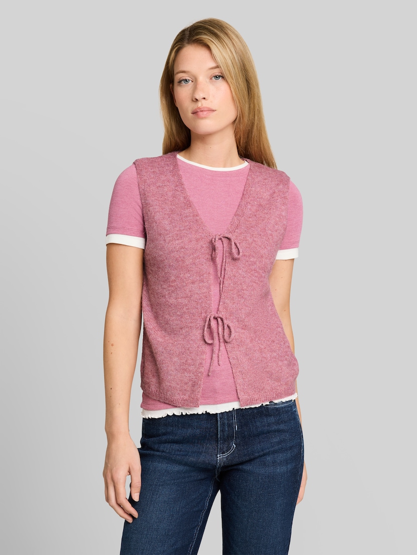 Strickweste mit Schleifen von Denim Female, dusty berry melange