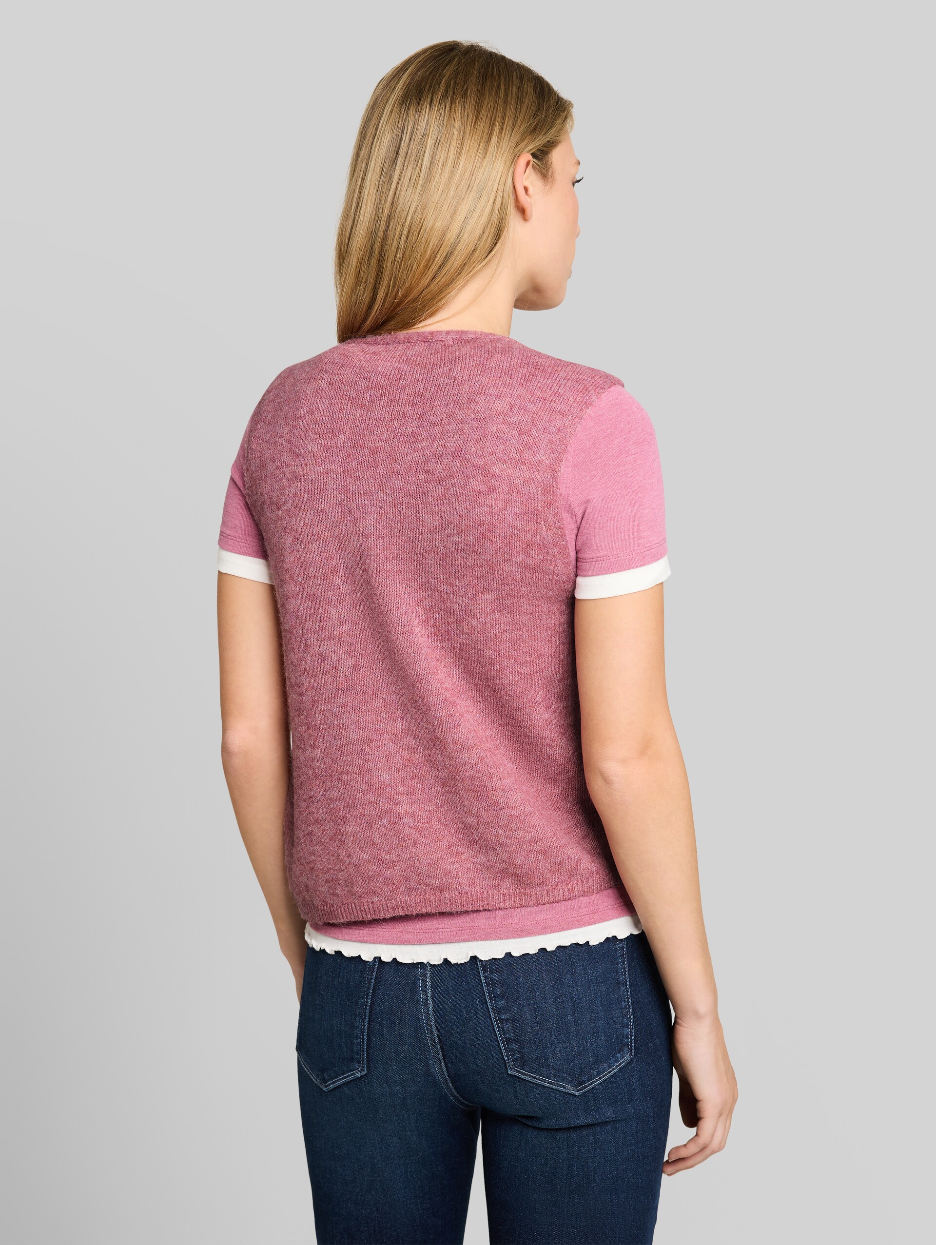 Strickweste mit Schleifen - dusty berry melange