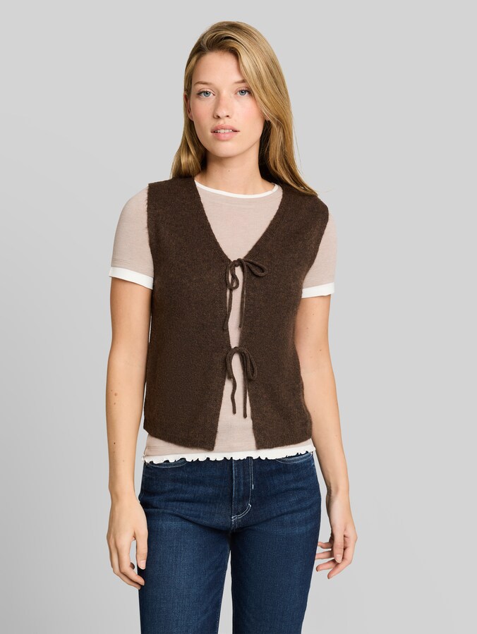 Strickweste mit Schleifen von Denim Female, cool dark brown melange