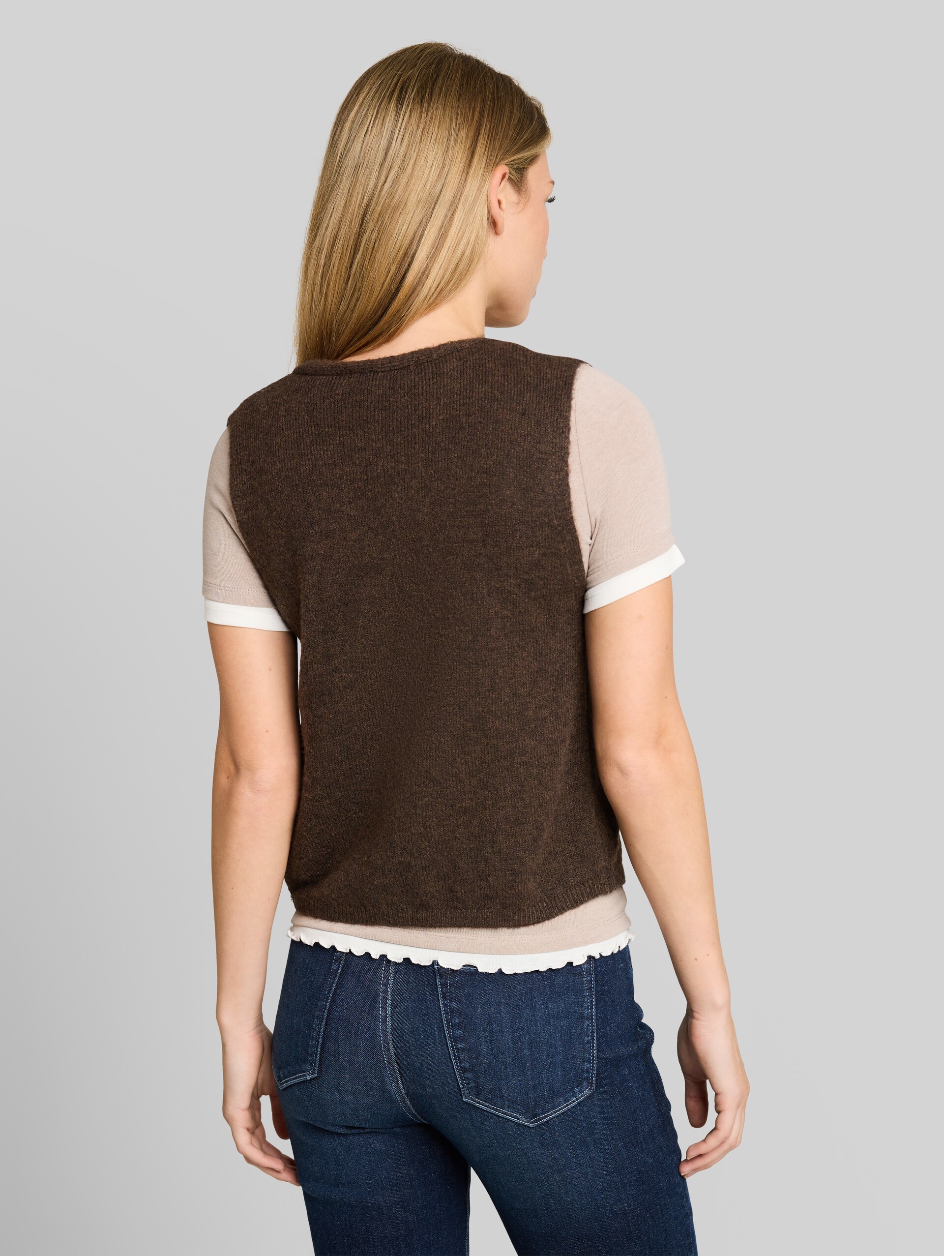 Strickweste mit Schleifen - cool dark brown melange