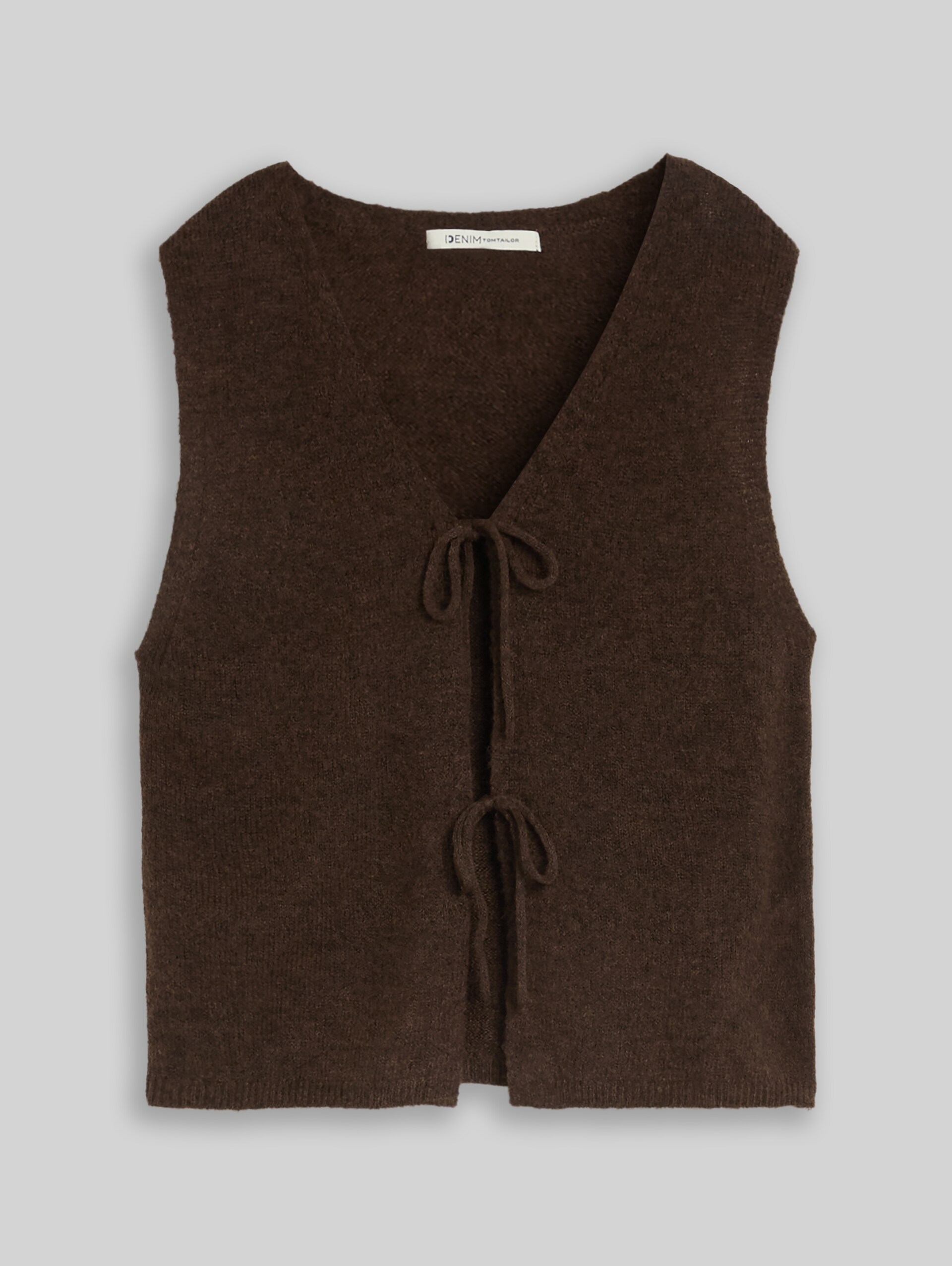 Strickweste mit Schleifen - cool dark brown melange
