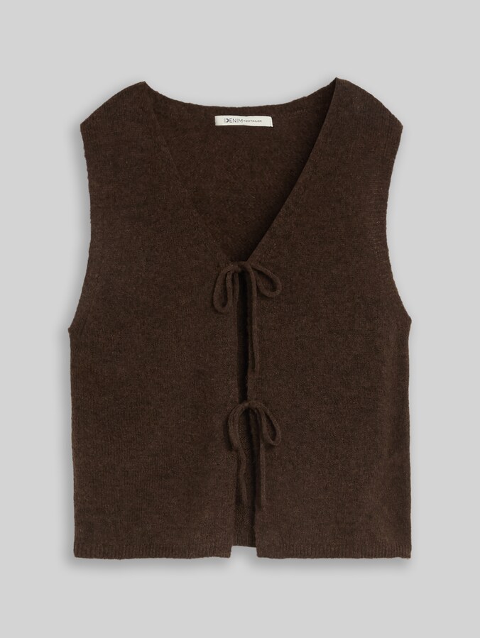 Strickweste mit Schleifen von Denim Female, cool dark brown melange