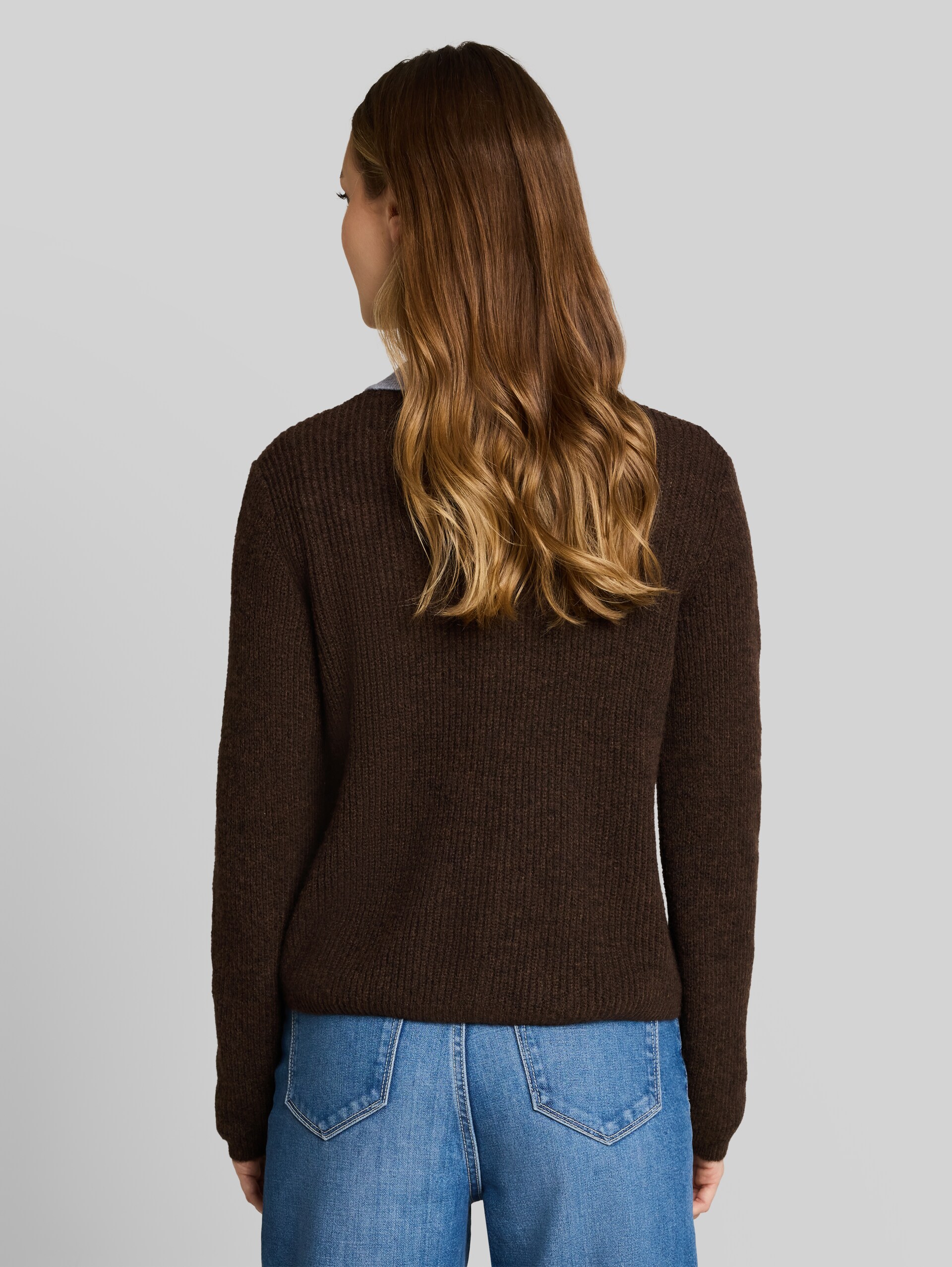 Cardigan à col polo - cool dark brown melange