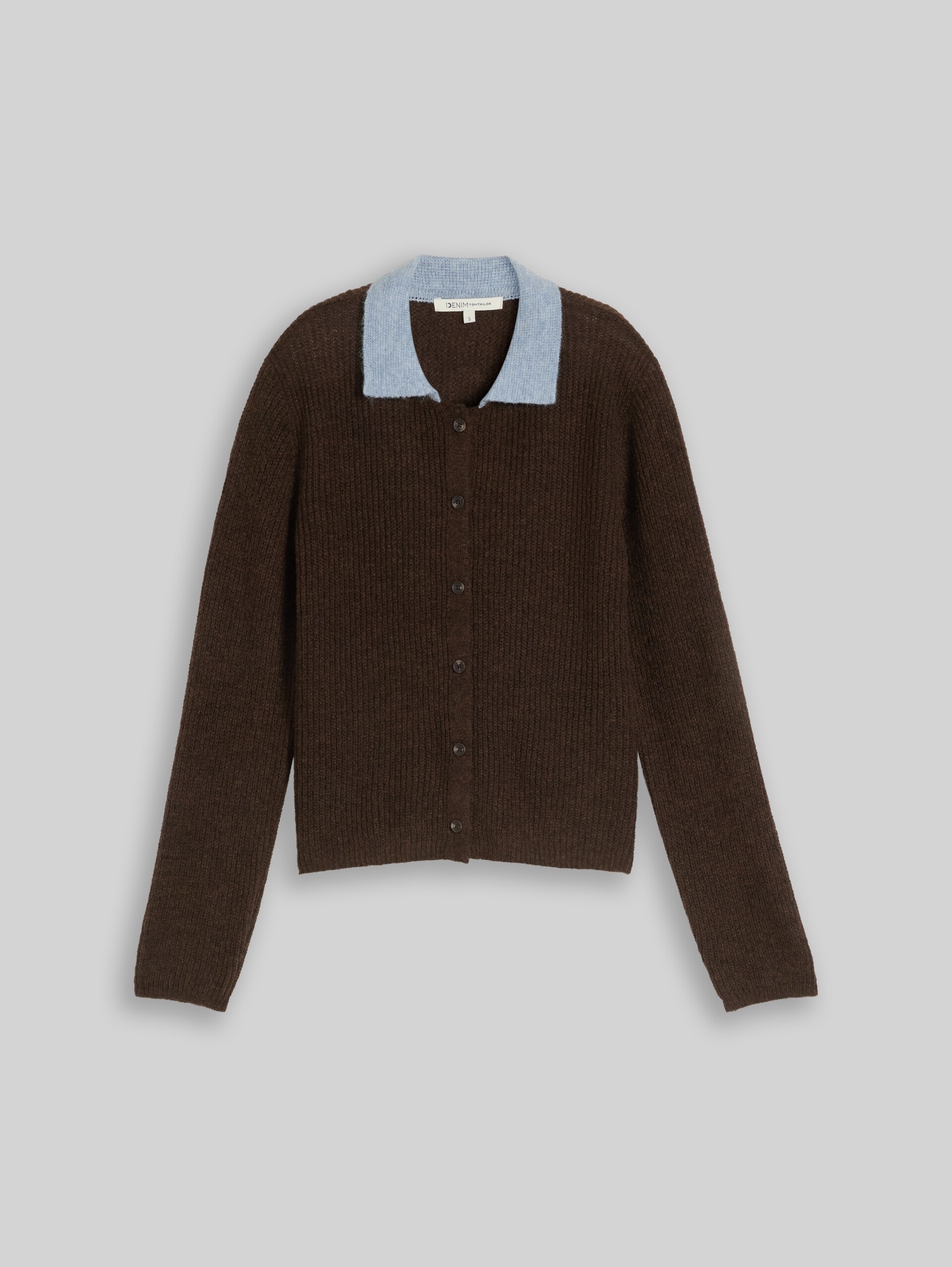Cardigan à col polo - cool dark brown melange