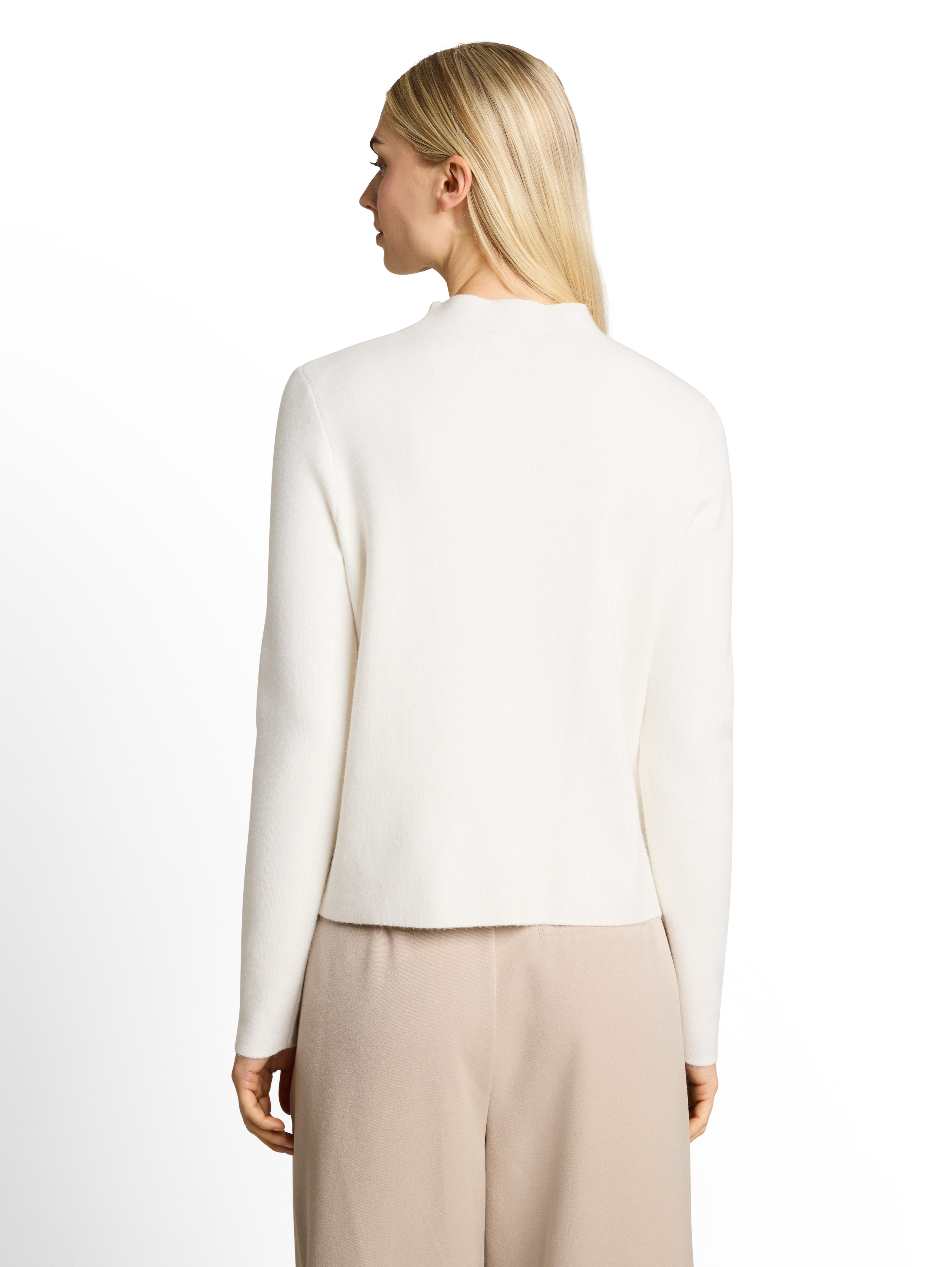 Strickpullover mit Stehkragen - off white
