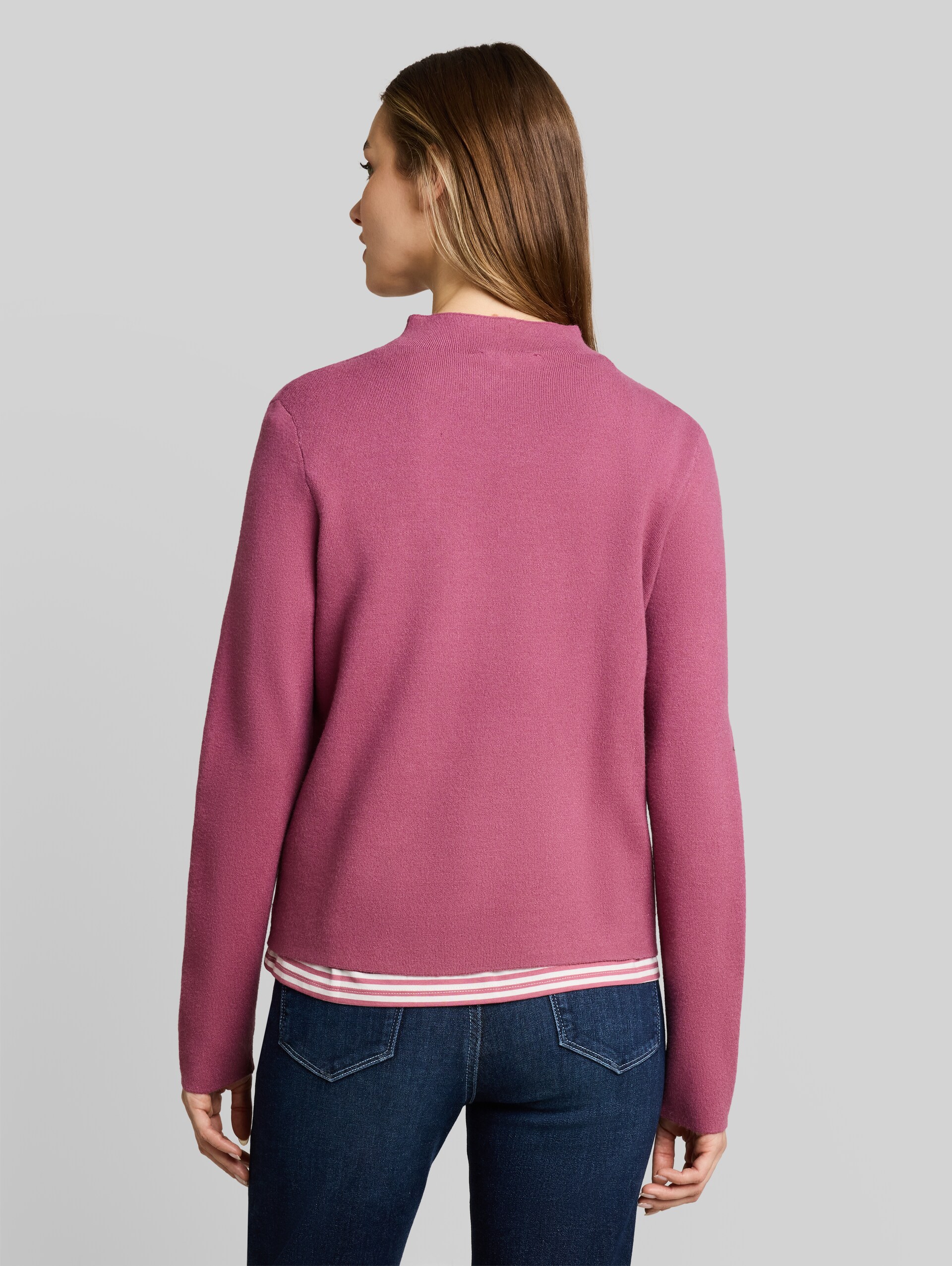 Strickpullover mit Stehkragen - dusty berry