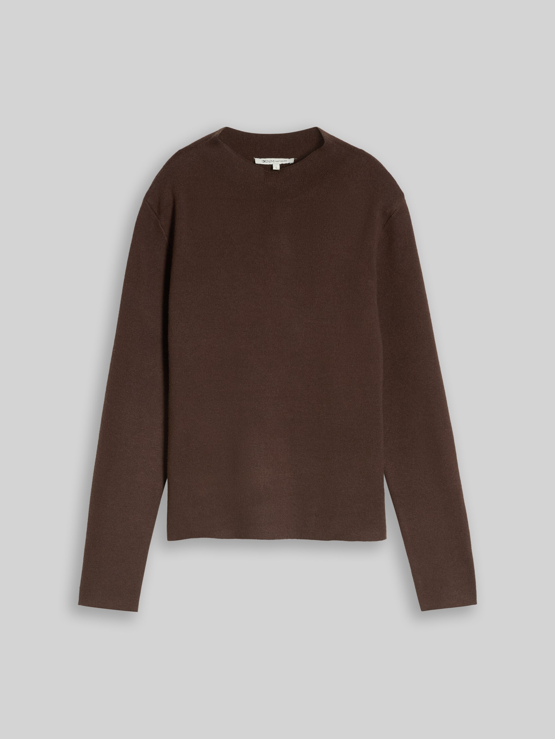 Strickpullover mit Stehkragen - cool dark brown melange