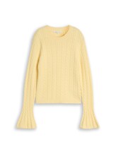 Ausgewählt, Strickpullover mit Zopfmuster von Tom Tailor, gelb