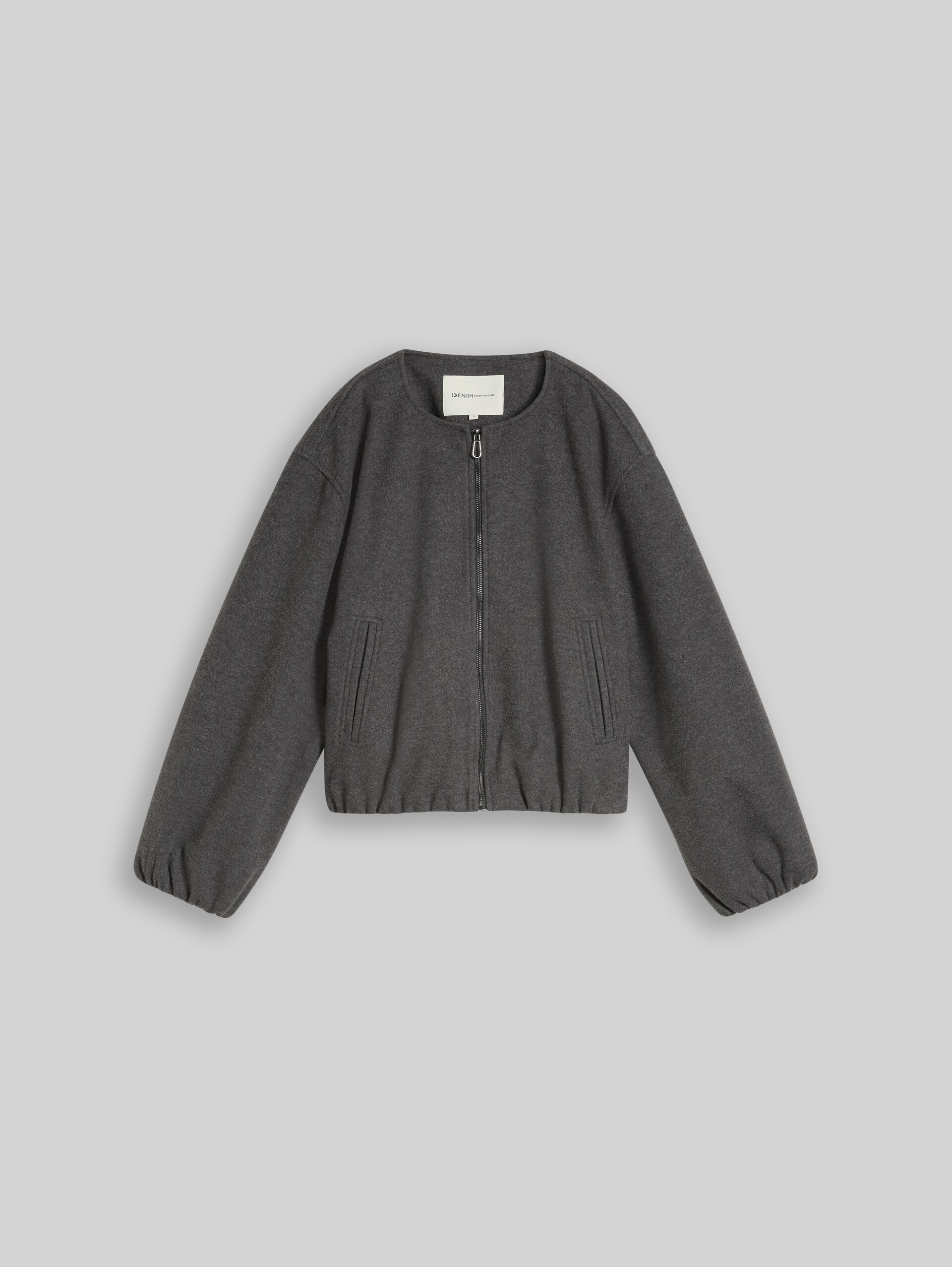 Blouson Jacke in Melange-Optik - dark coal grey melange - Vorder-Produkt-Ansicht