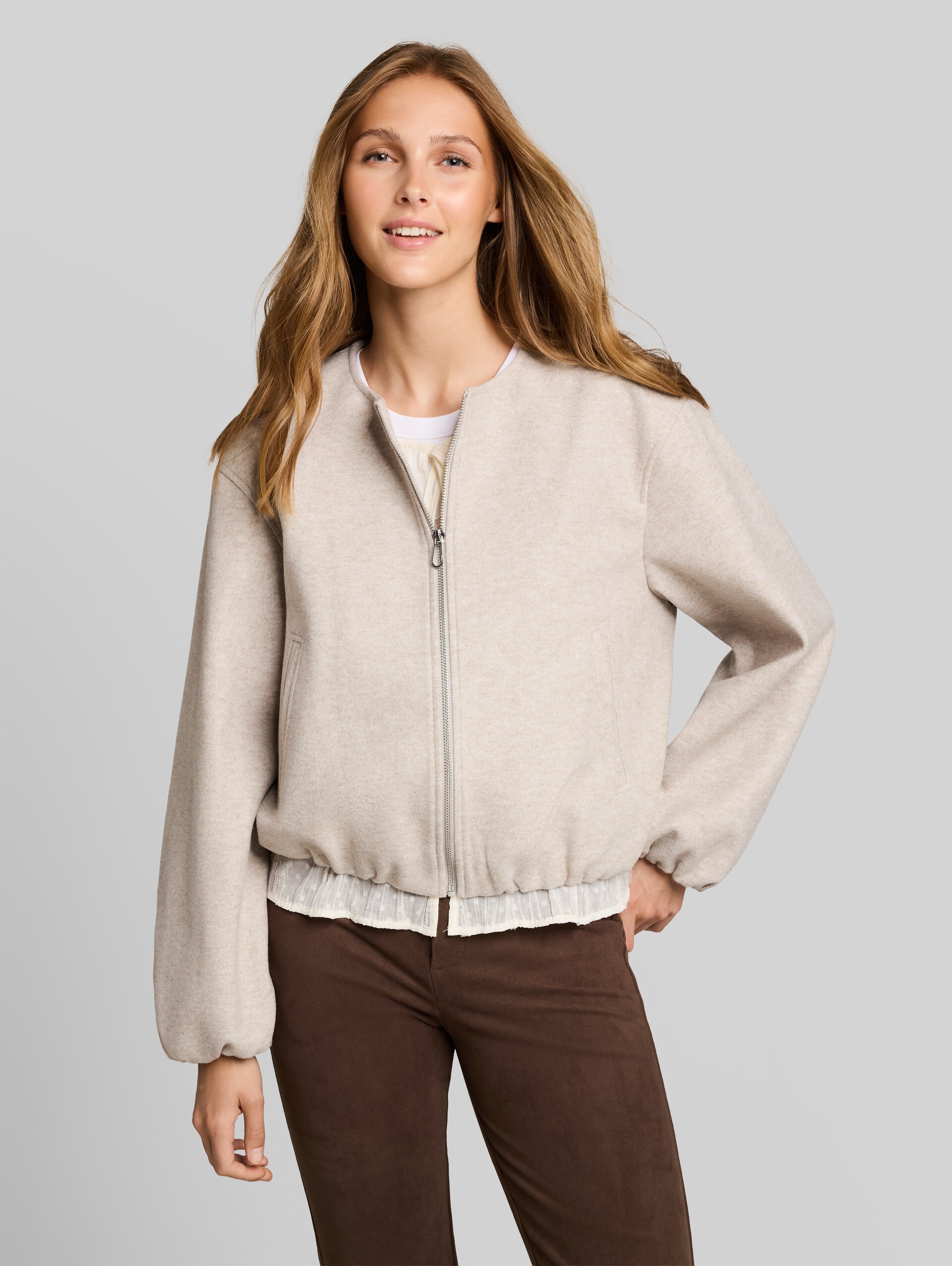 Blouson Jacke in Melange-Optik - atmosphere beige melange - Model-Vorderansicht