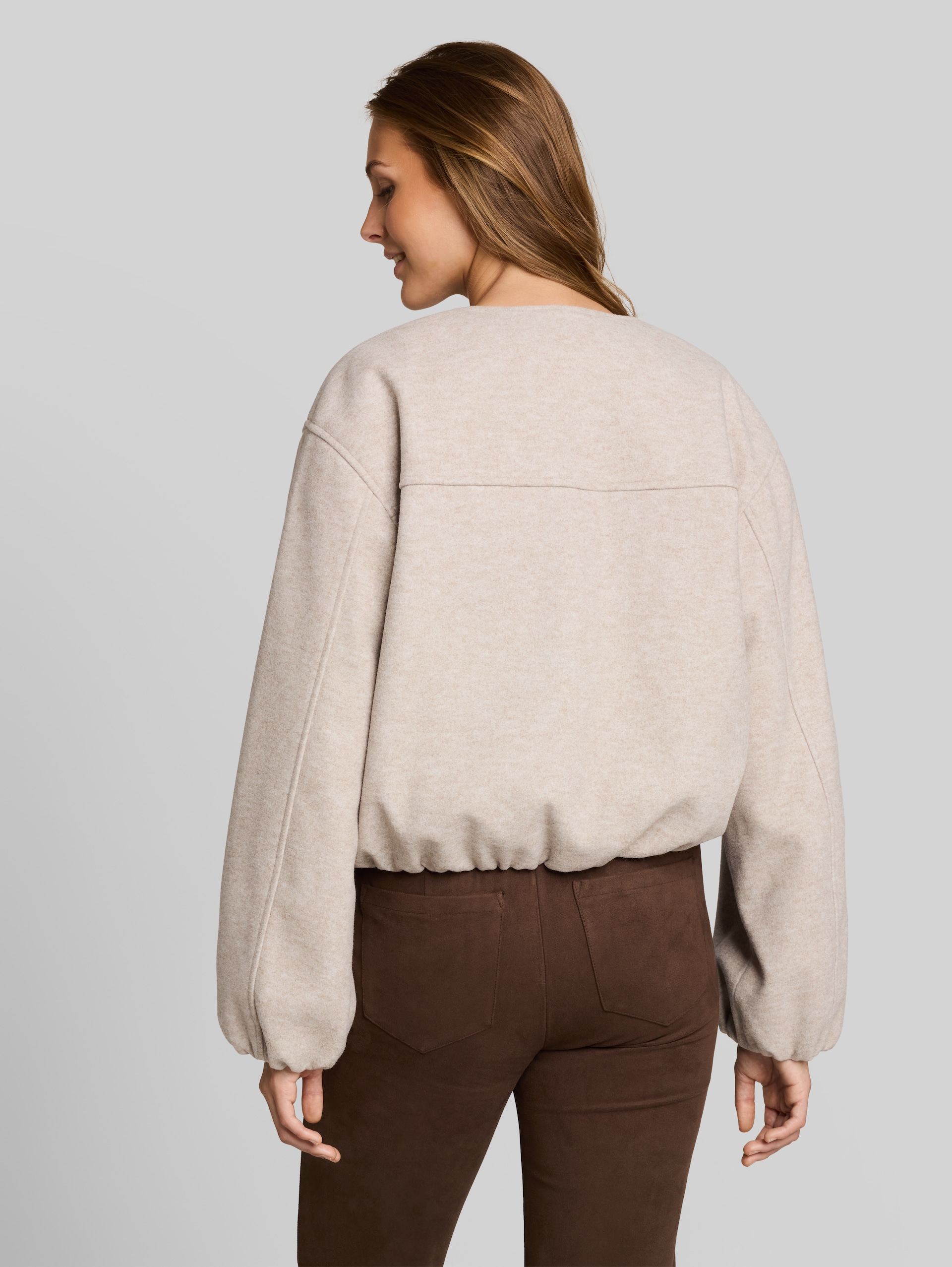 Blouson Jacke in Melange-Optik - atmosphere beige melange - Model-Rückansicht