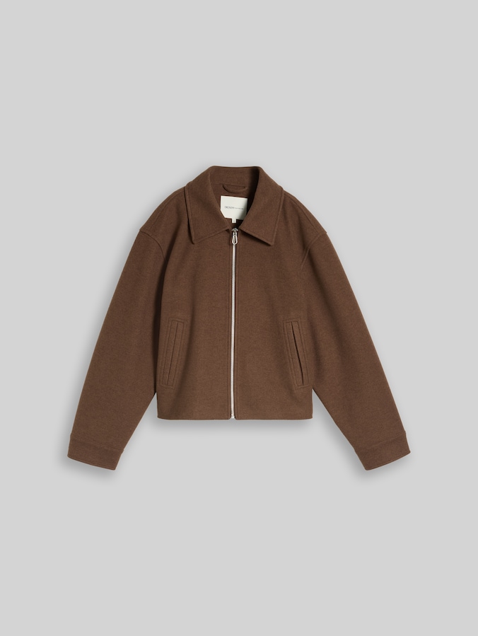 Übergangsjacke mit Kragen von Denim Female, cool dark brown melange