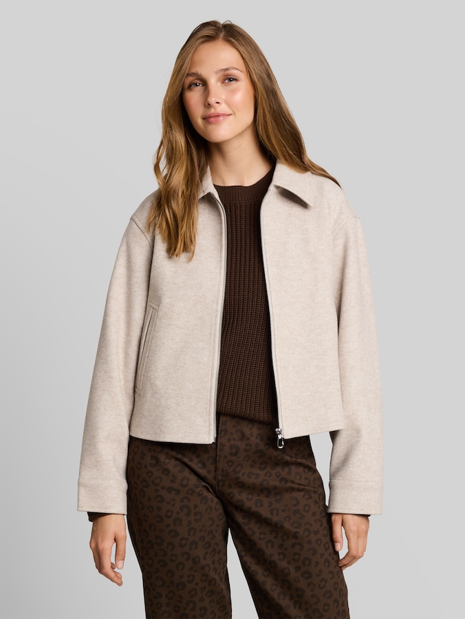 Übergangsjacke mit Kragen von Denim Female, atmosphere beige melange