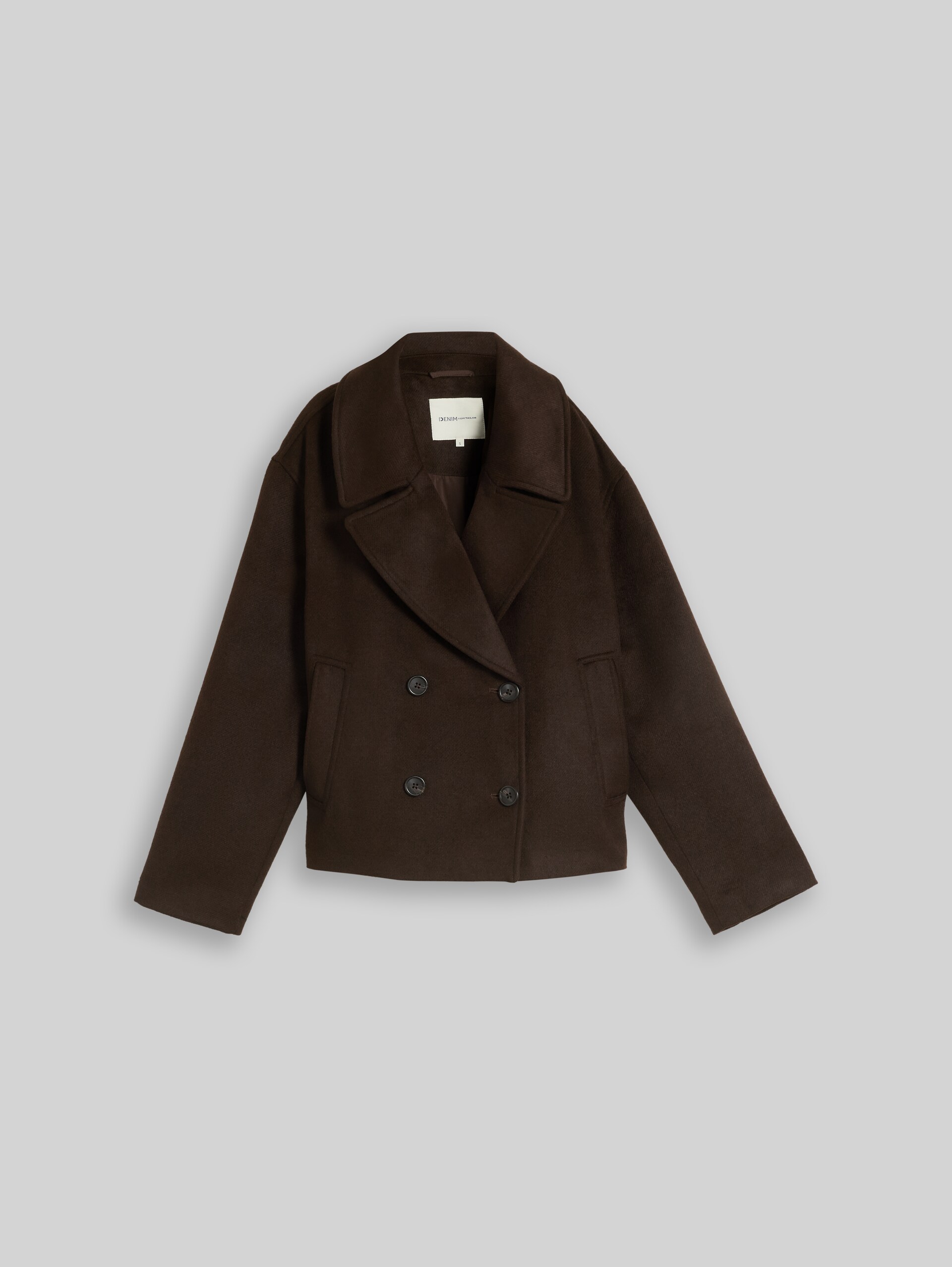 Caban met losse pasvorm - cool dark brown melange - Product vooraanzicht