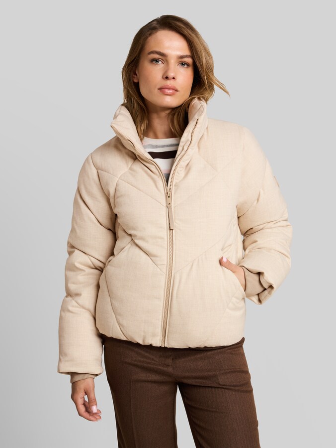Pufferjack van waterafstotend materiaal door Women, soft taupe grey melange
