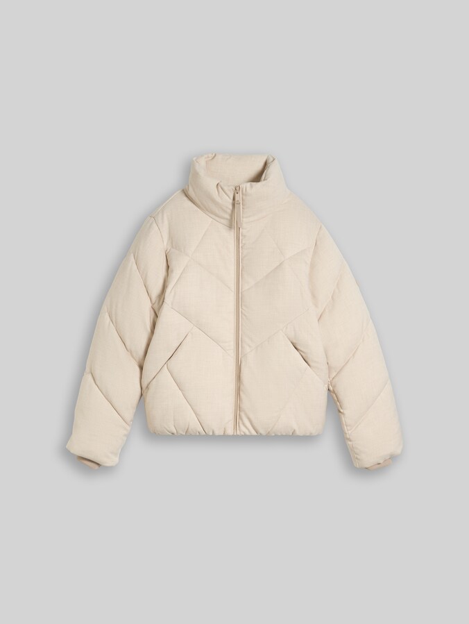Pufferjack van waterafstotend materiaal door Women, soft taupe grey melange