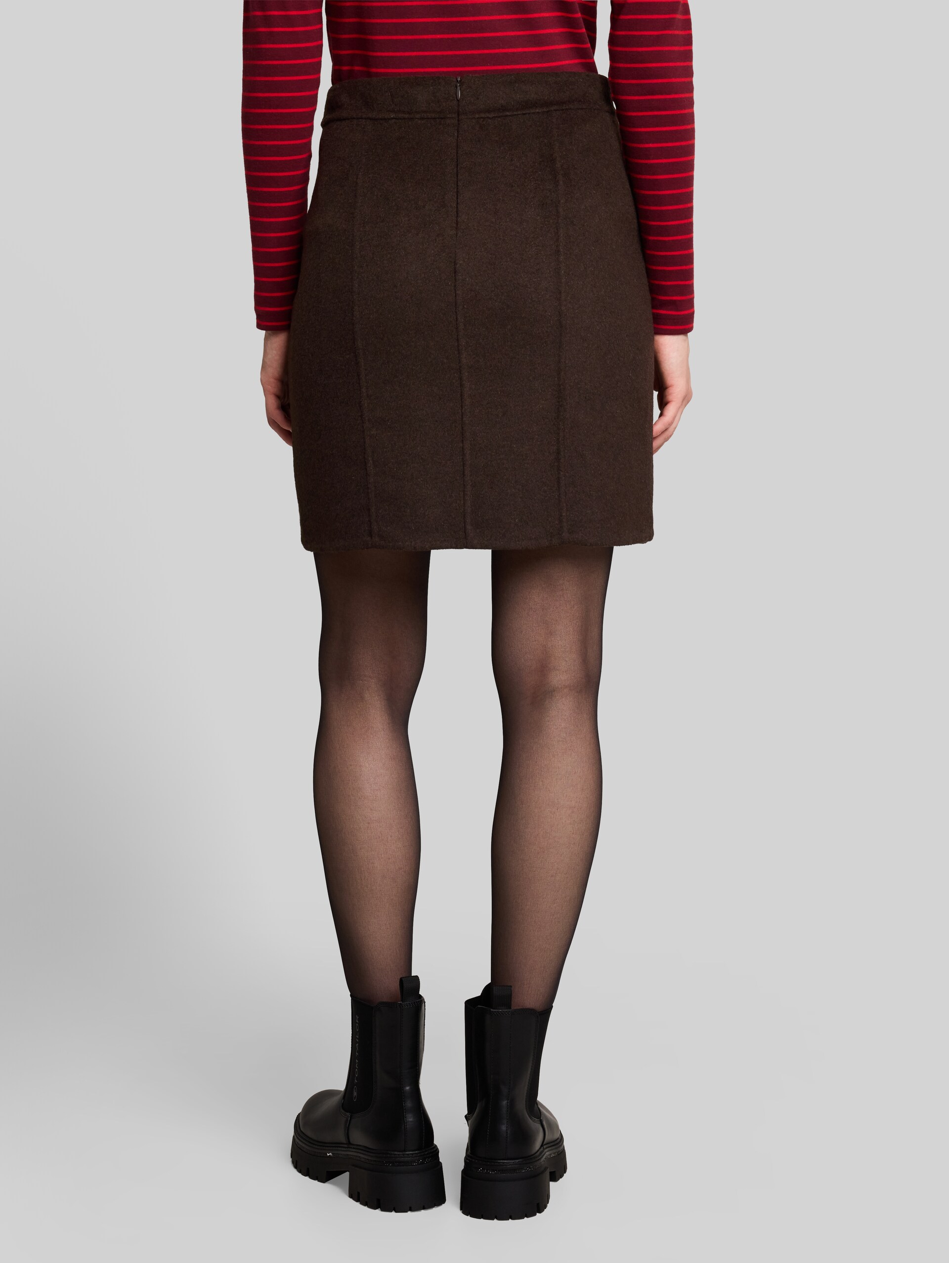 Mini-jupe avec une touche de laine - java dark brown - Découpe Vue arrière du modèle