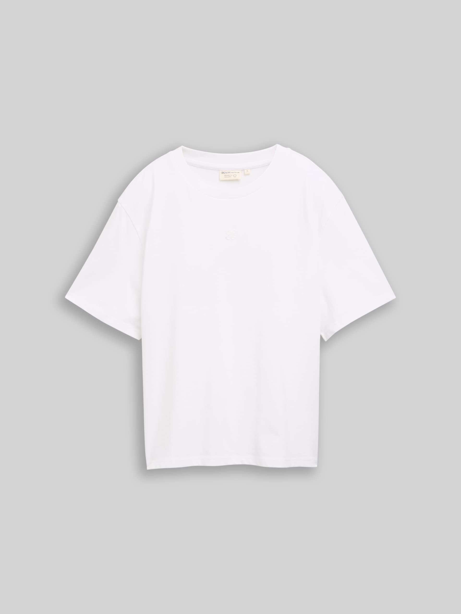 Boxy Fit T-Shirt mit Stickerei - White - Vorder-Produkt-Ansicht