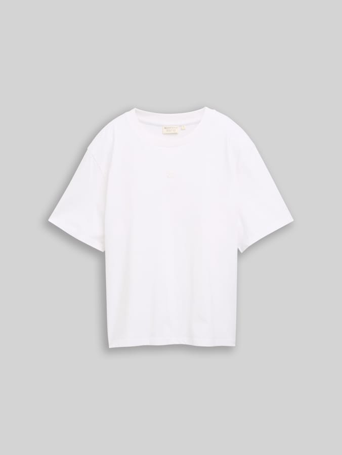 Boxy fit T-shirt met borduursel door Denim Female, White